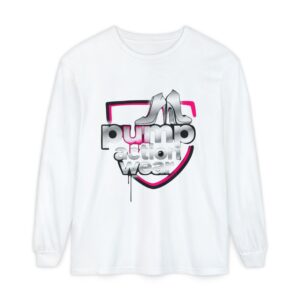 Pump Action Wear Long Sleeve Tee — Retro Chrome Logo Graphic Shirt