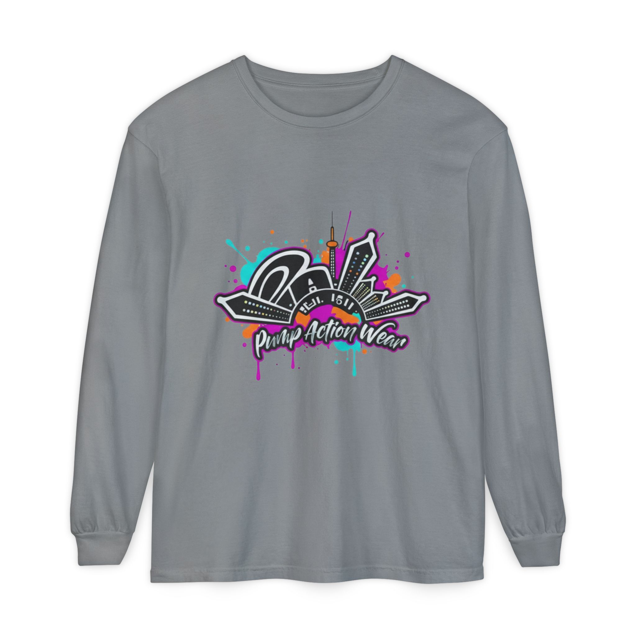 Graffiti Skyline Long Sleeve T-Shirt — "Pump Action Wear" Streetwear Tee - Image 41