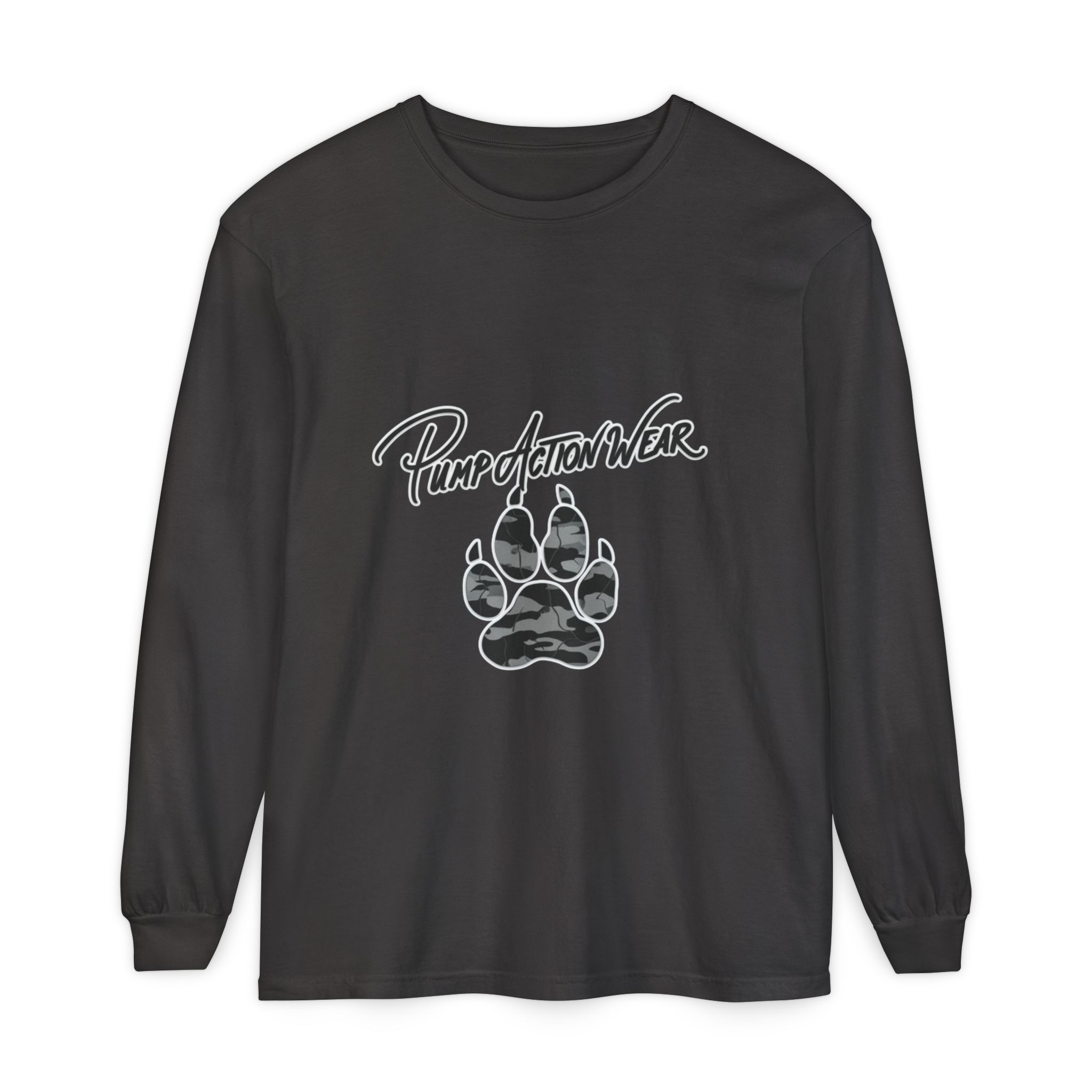 Long Sleeve T-Shirt — "Pump Action Wear" Paw Print Graphic - Image 57