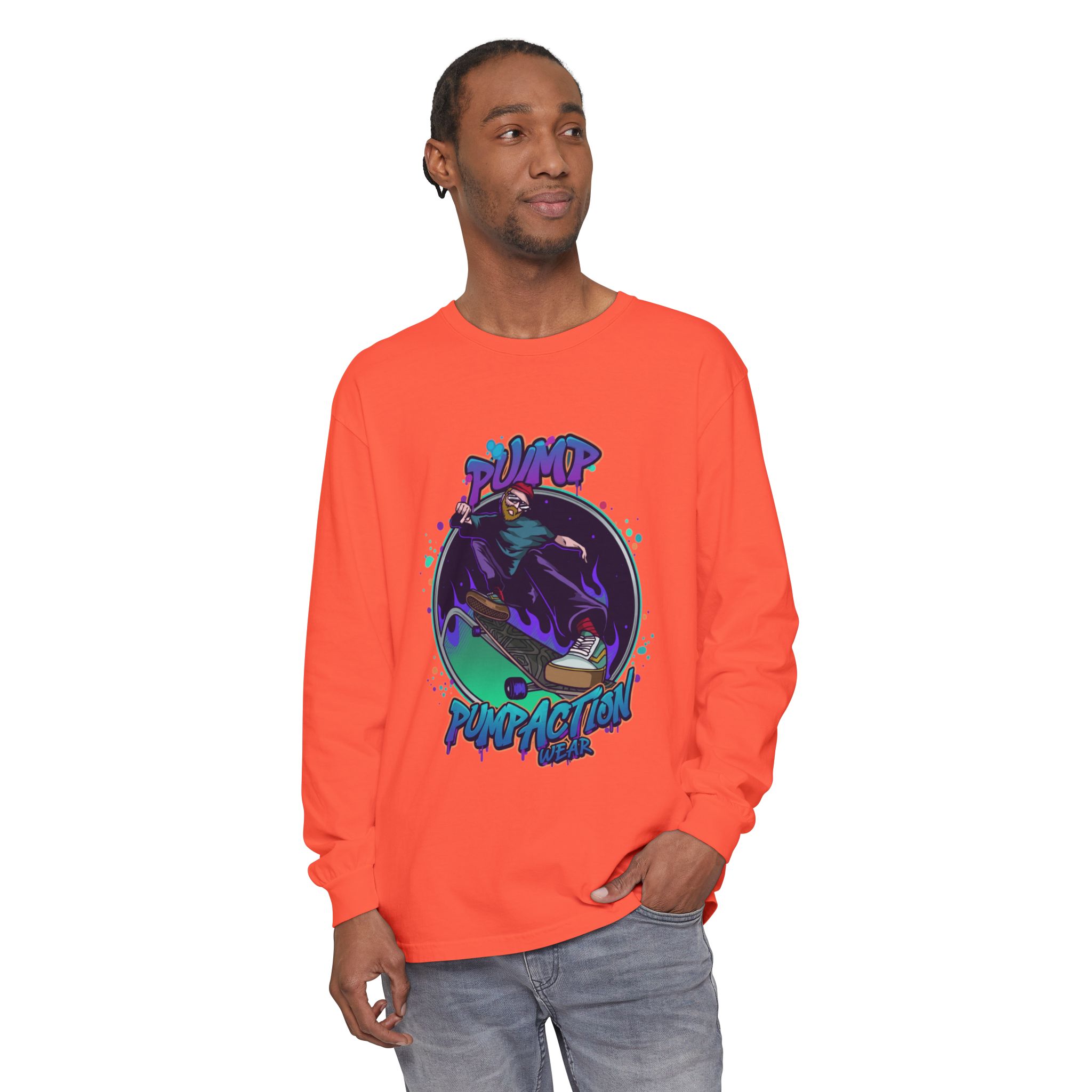 Pump Action Skateboard Long Sleeve Tee – Pump Action Graphic Shirt - Image 11