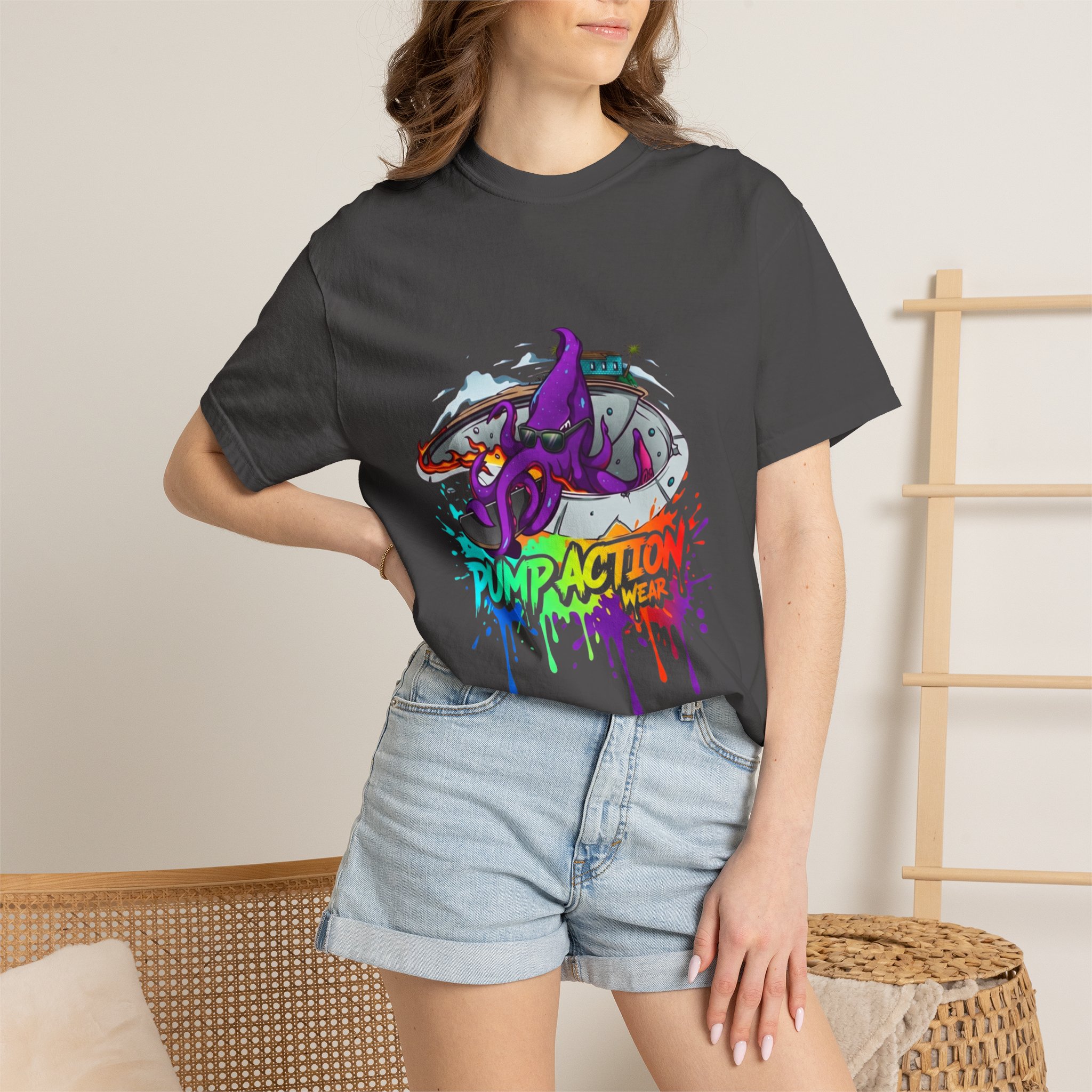 Octopus Graffiti T-Shirt — "Punk Action" Colorful Street Art Tee - Image 44