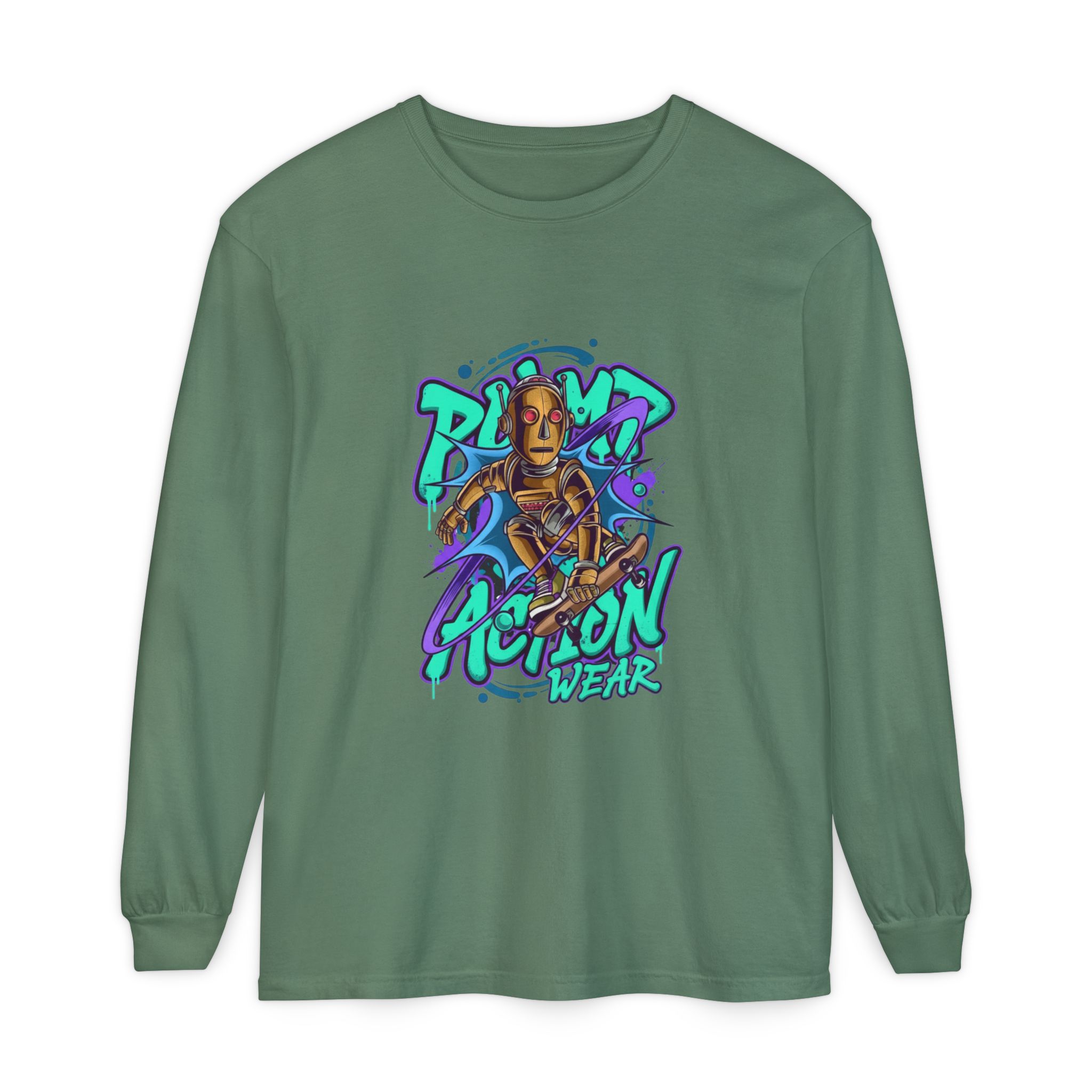 Retro Robot Graffiti Long Sleeve Tee - Image 45