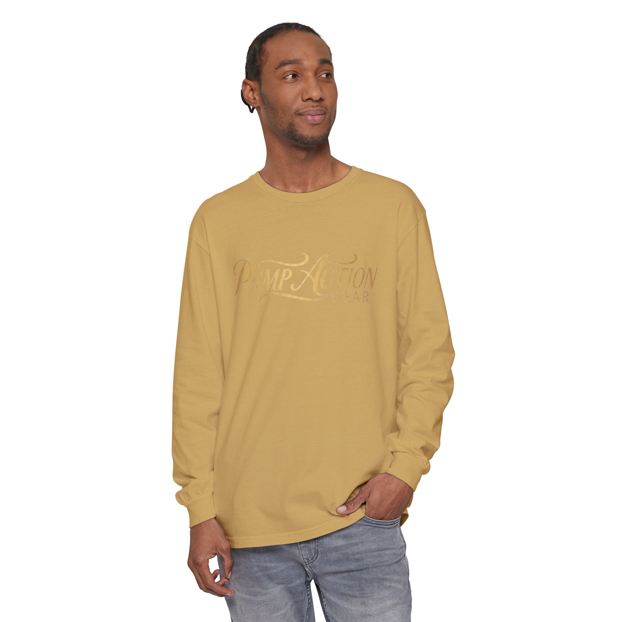 Pump Action Wear Long Sleeve Tee — Script Logo Graphic Shirt - Image 23