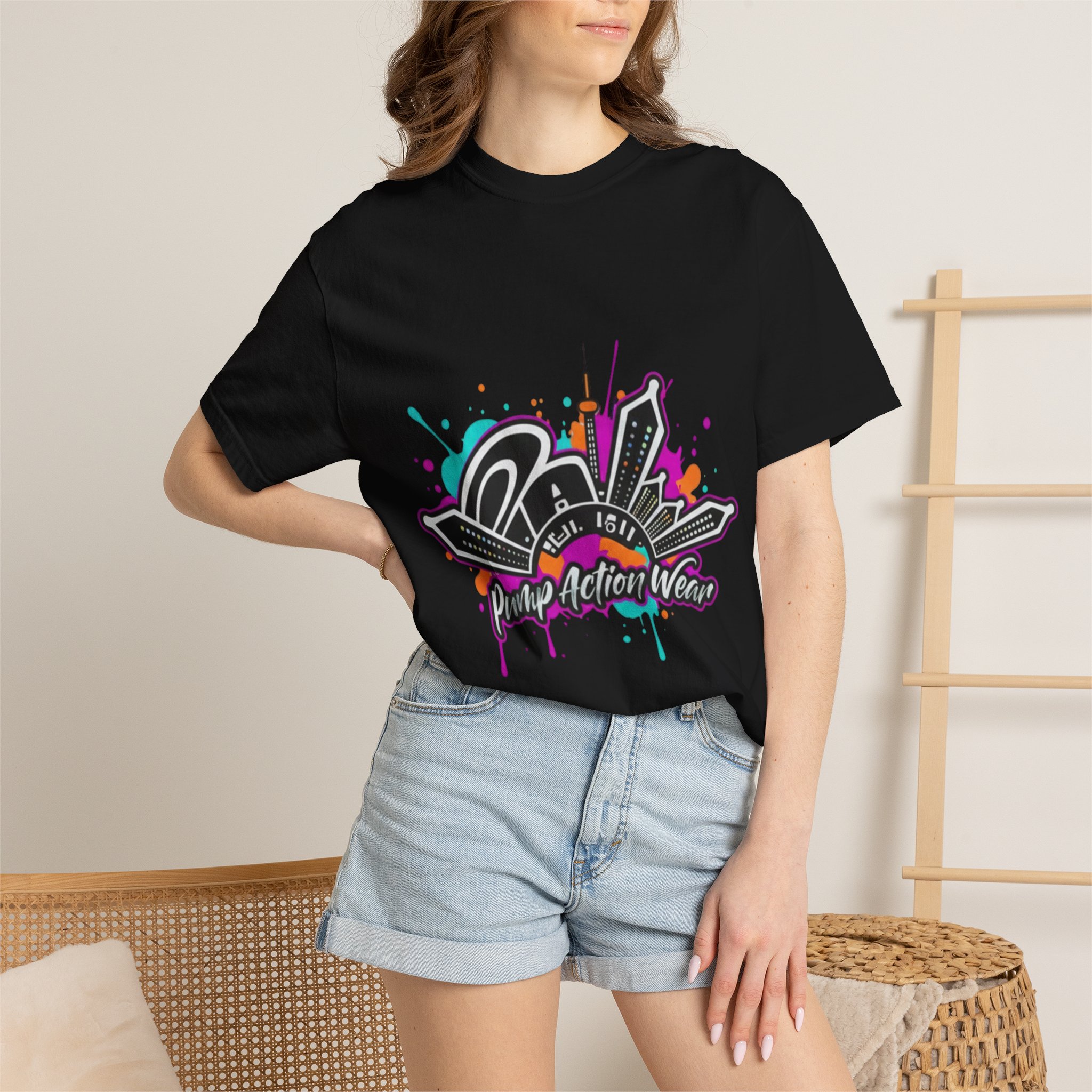 Graffiti Cityscape T-Shirt — Punk Action Wear Graphic Tee - Image 48