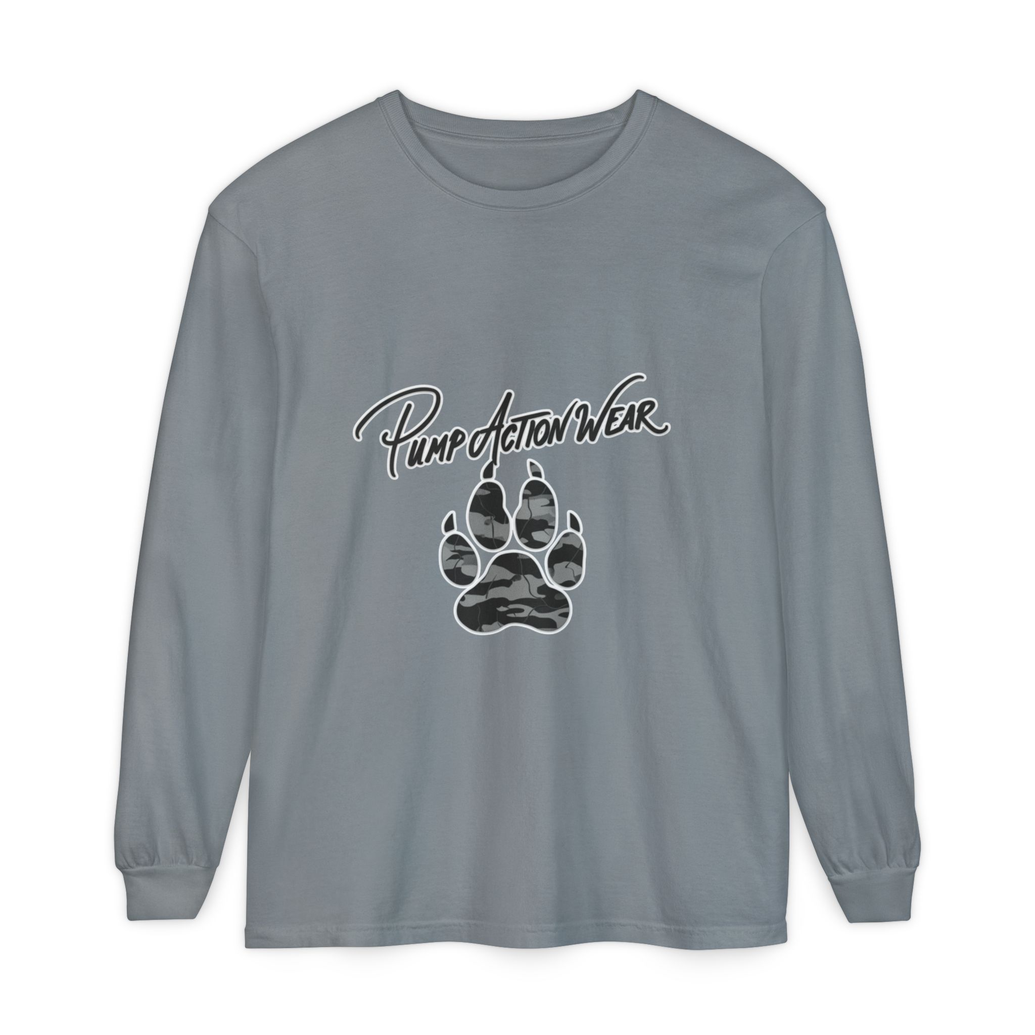 Long Sleeve T-Shirt — "Pump Action Wear" Paw Print Graphic - Image 53