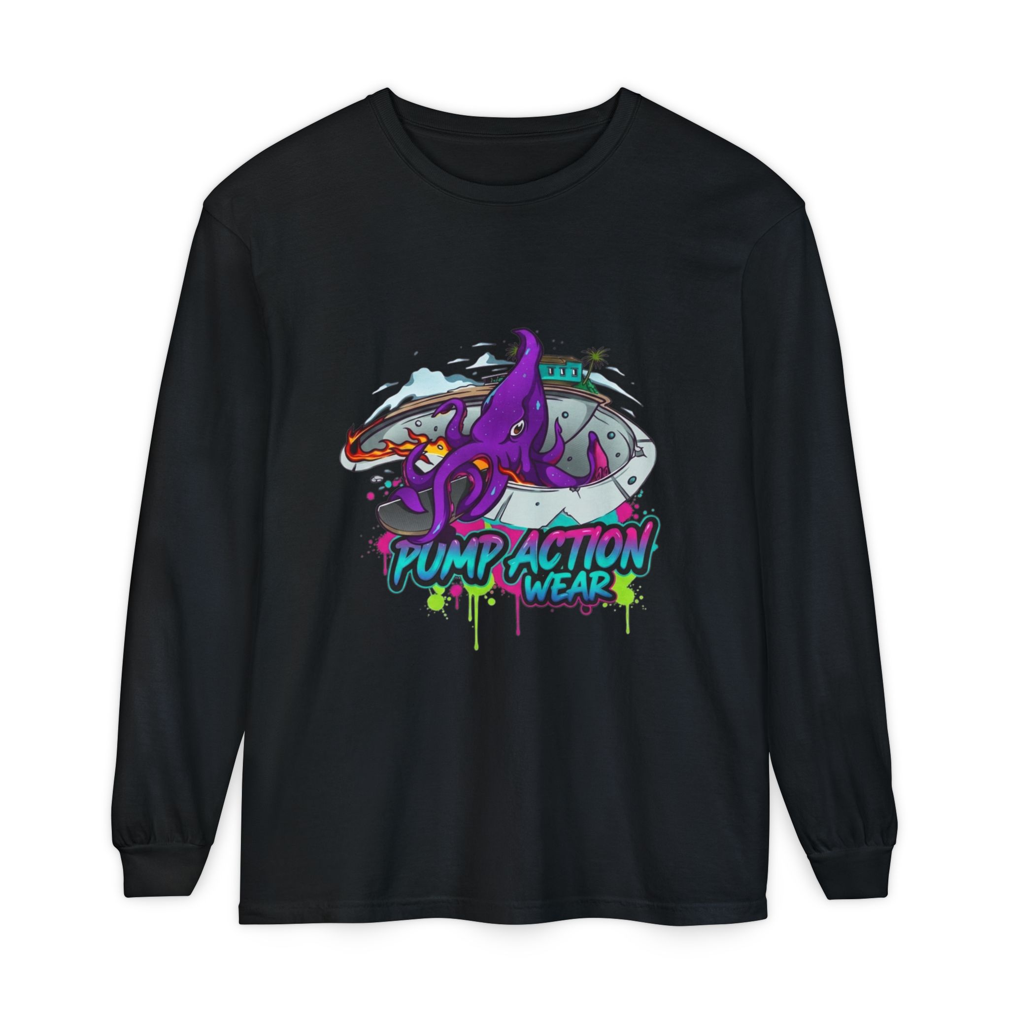 Octopus Skate Graphic Long Sleeve Tee - Image 57