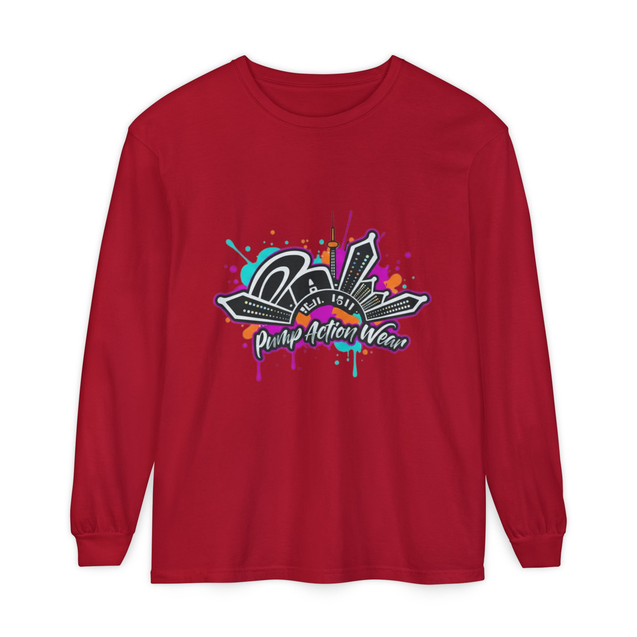 Graffiti Skyline Long Sleeve T-Shirt — "Pump Action Wear" Streetwear Tee - Image 65