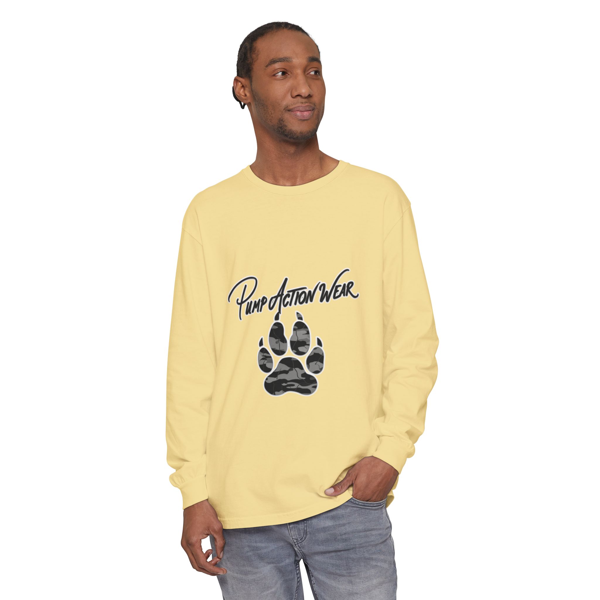 Long Sleeve T-Shirt — "Pump Action Wear" Paw Print Graphic - Image 31