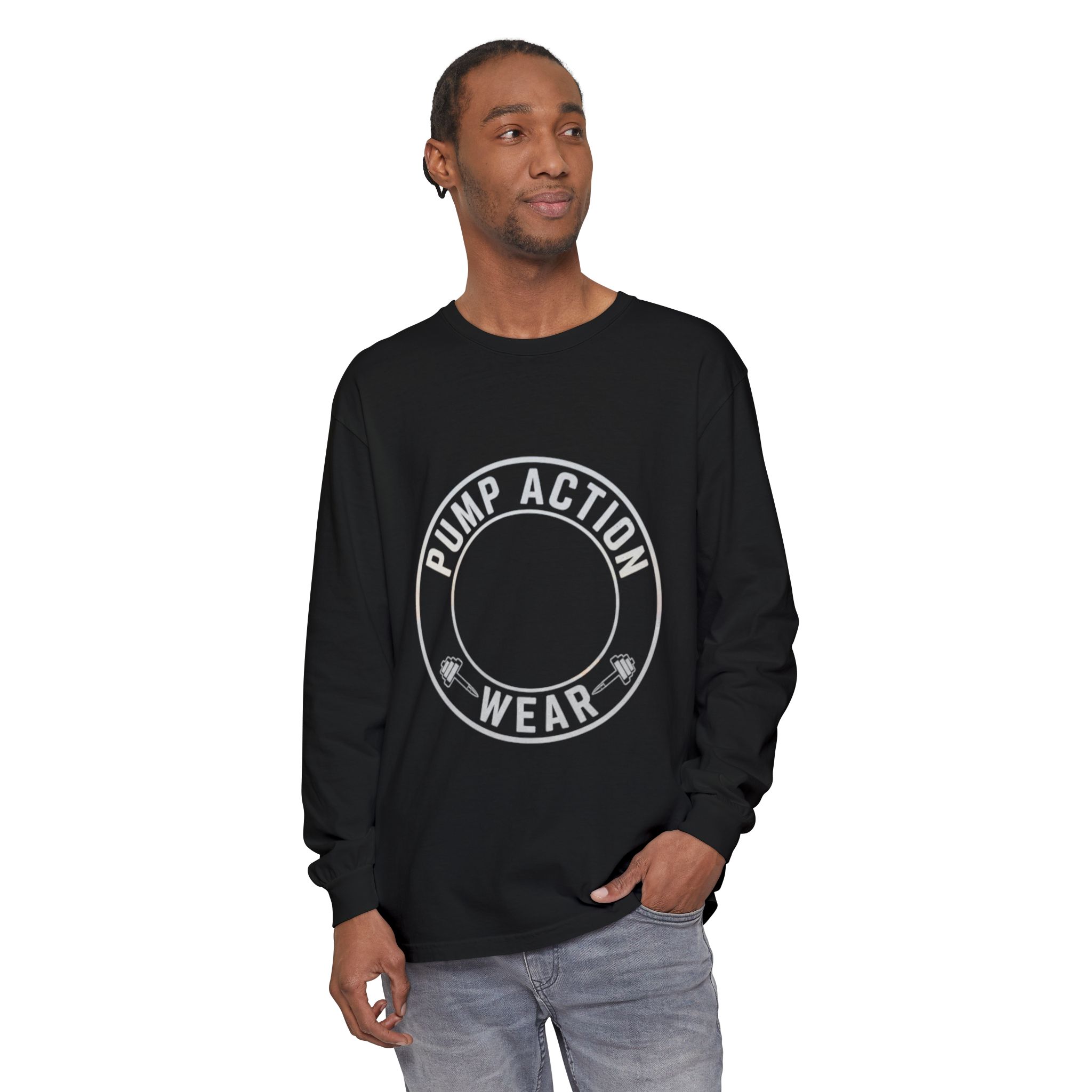Pump Action Wear Long Sleeve Tee — Minimal Logo Casual Shirt - Image 63