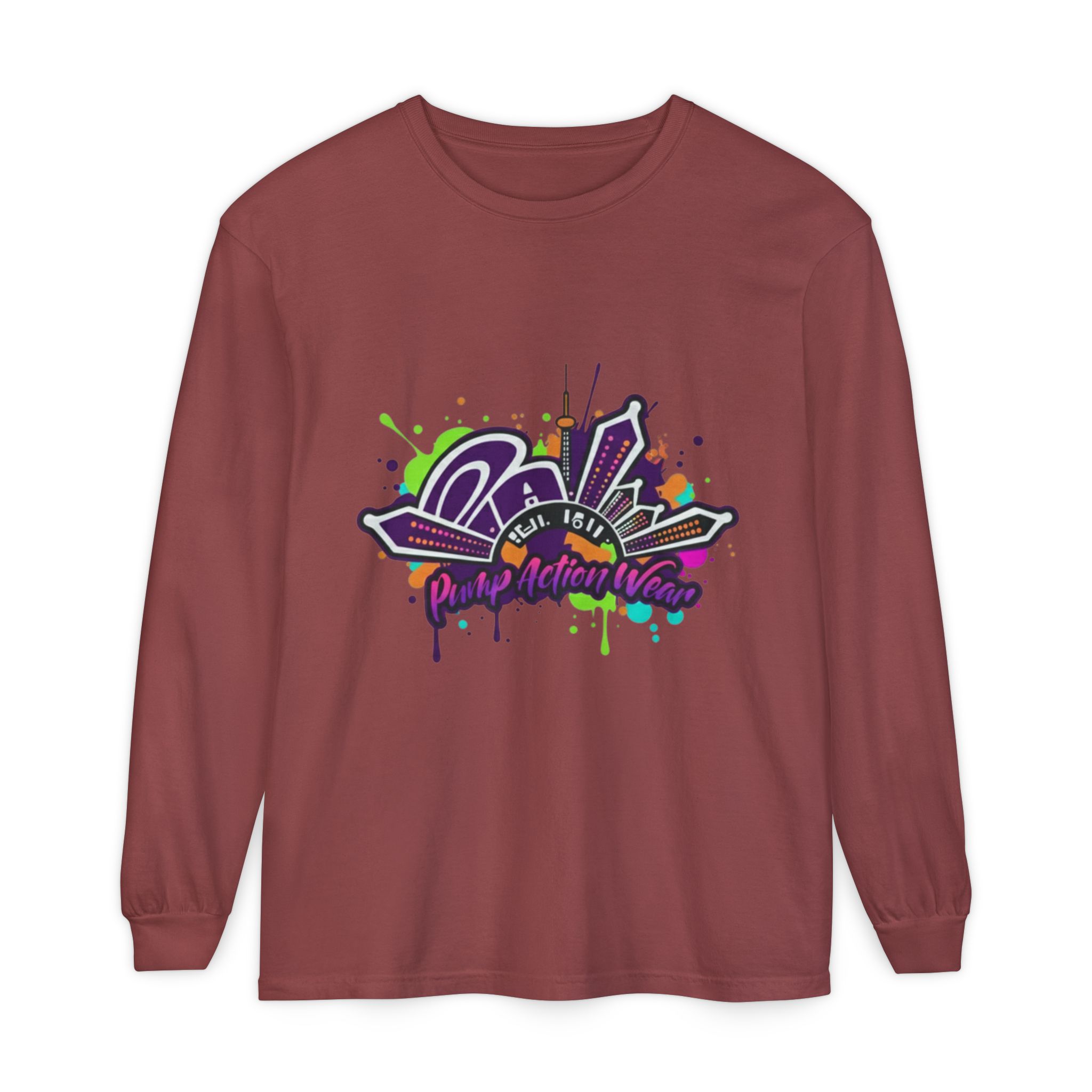 Long Sleeve T-Shirt — Colorful Urban Graffiti Skyline "One Day At A Time" - Image 13