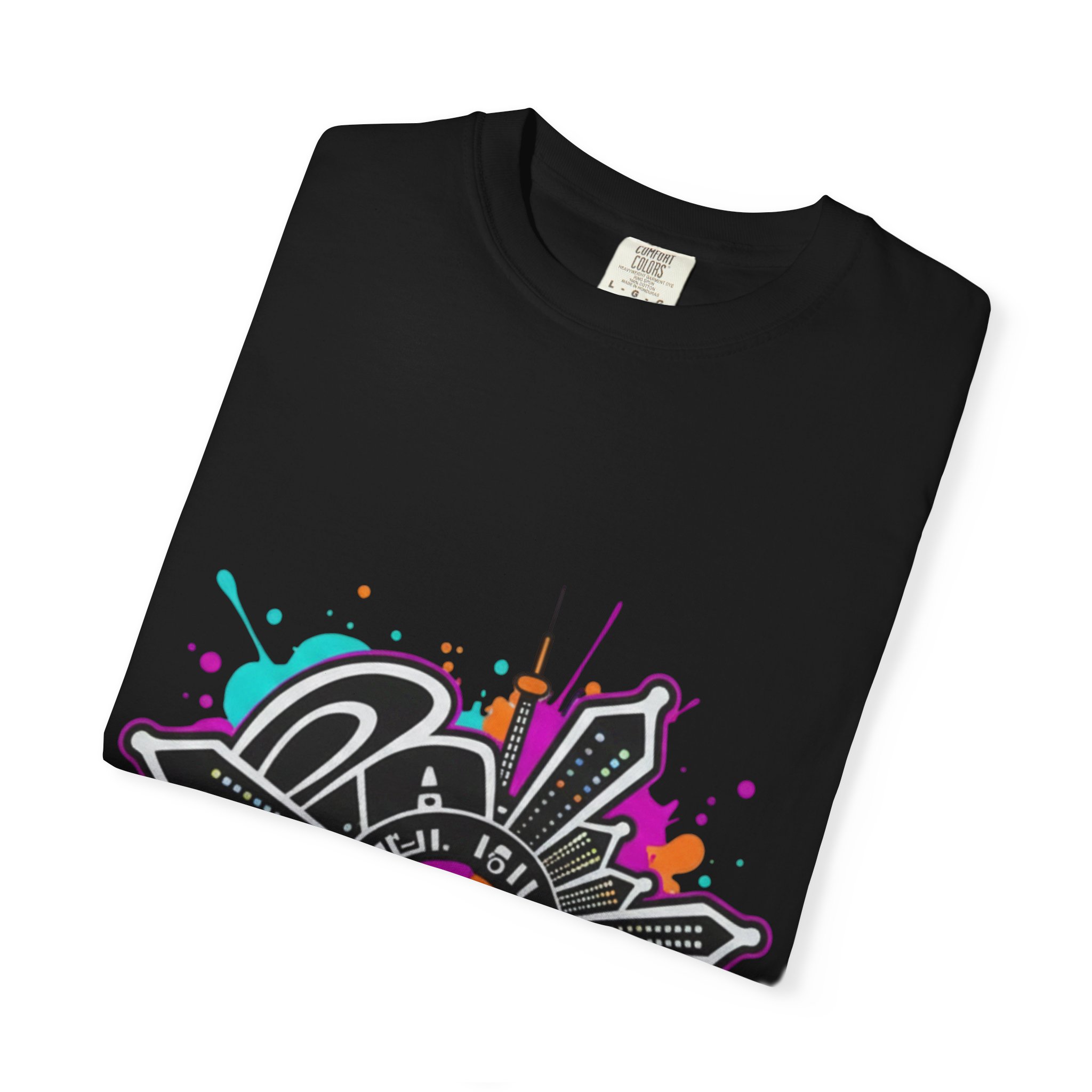 Graffiti Cityscape T-Shirt — Punk Action Wear Graphic Tee - Image 47