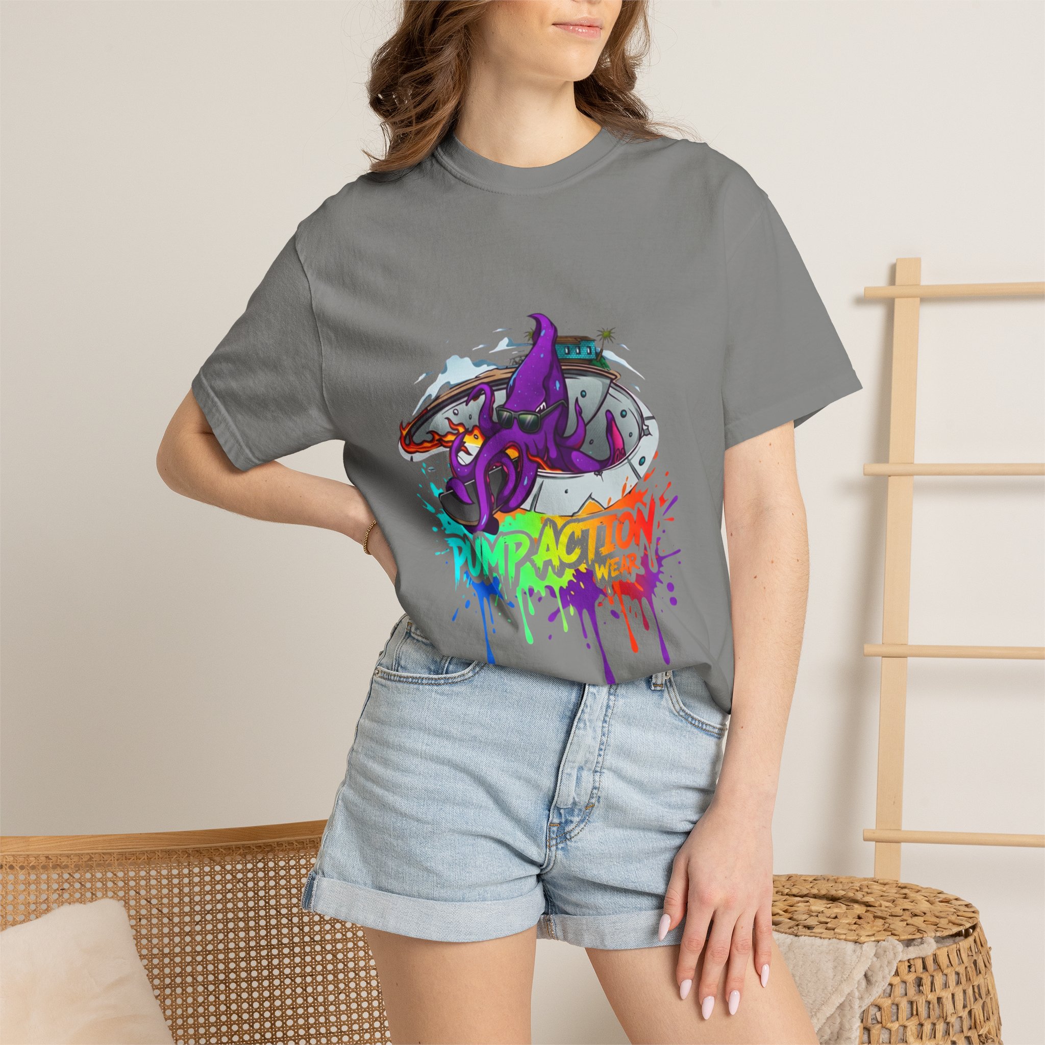 Octopus Graffiti T-Shirt — "Punk Action" Colorful Street Art Tee - Image 36