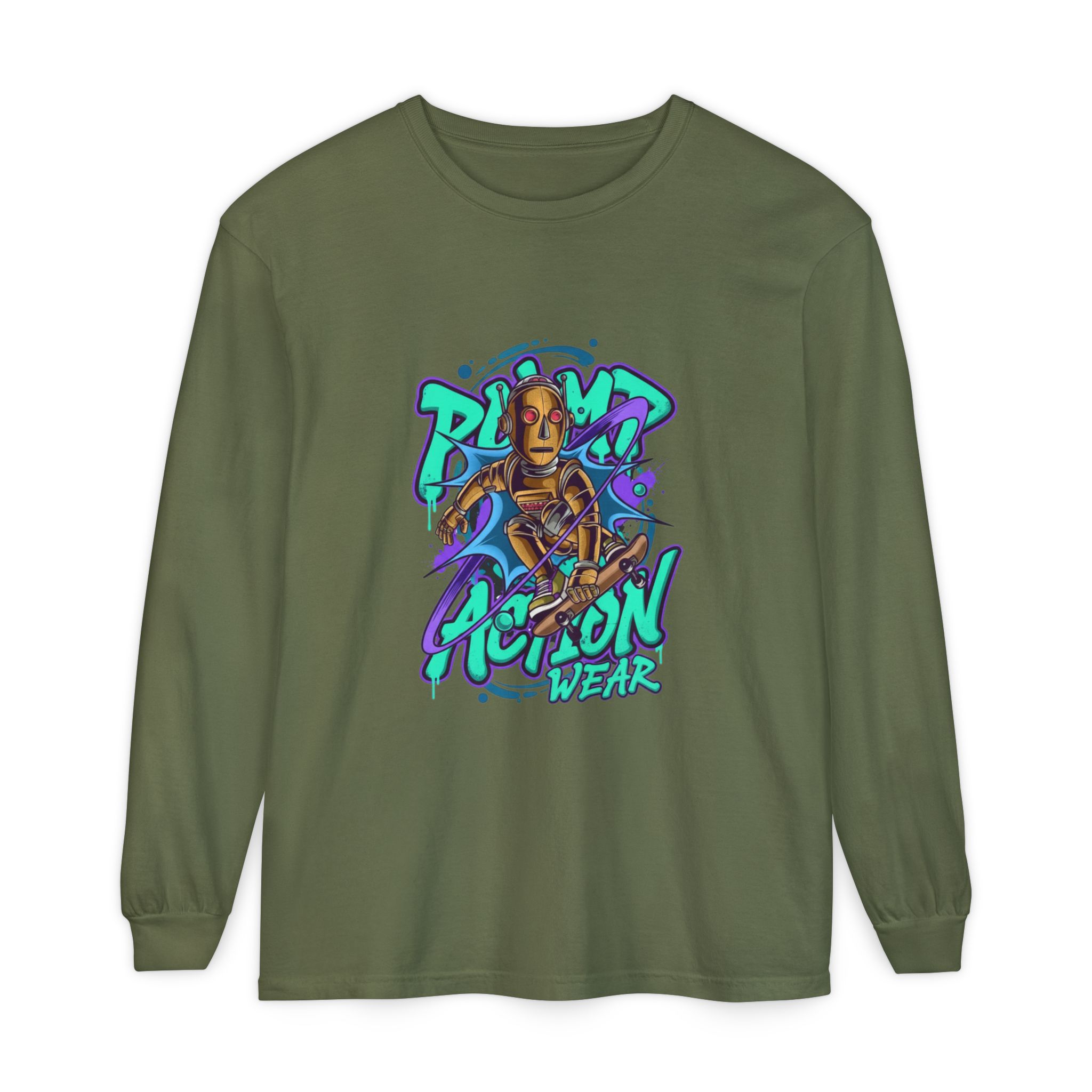 Retro Robot Graffiti Long Sleeve Tee - Image 37