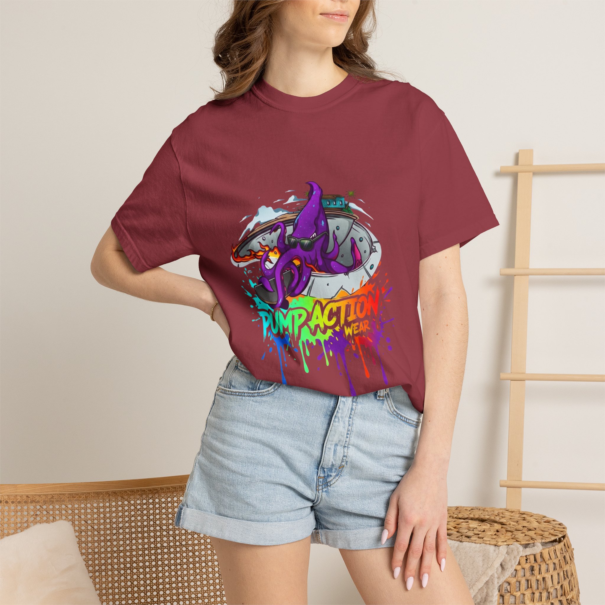 Octopus Graffiti T-Shirt — "Punk Action" Colorful Street Art Tee - Image 52