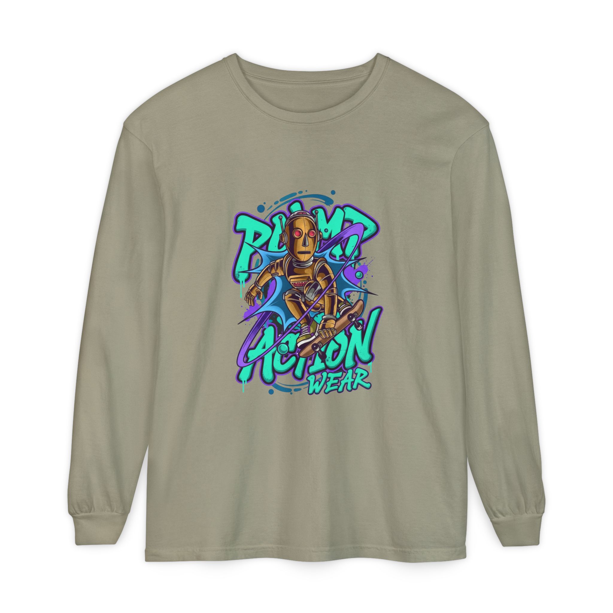 Retro Robot Graffiti Long Sleeve Tee - Image 25