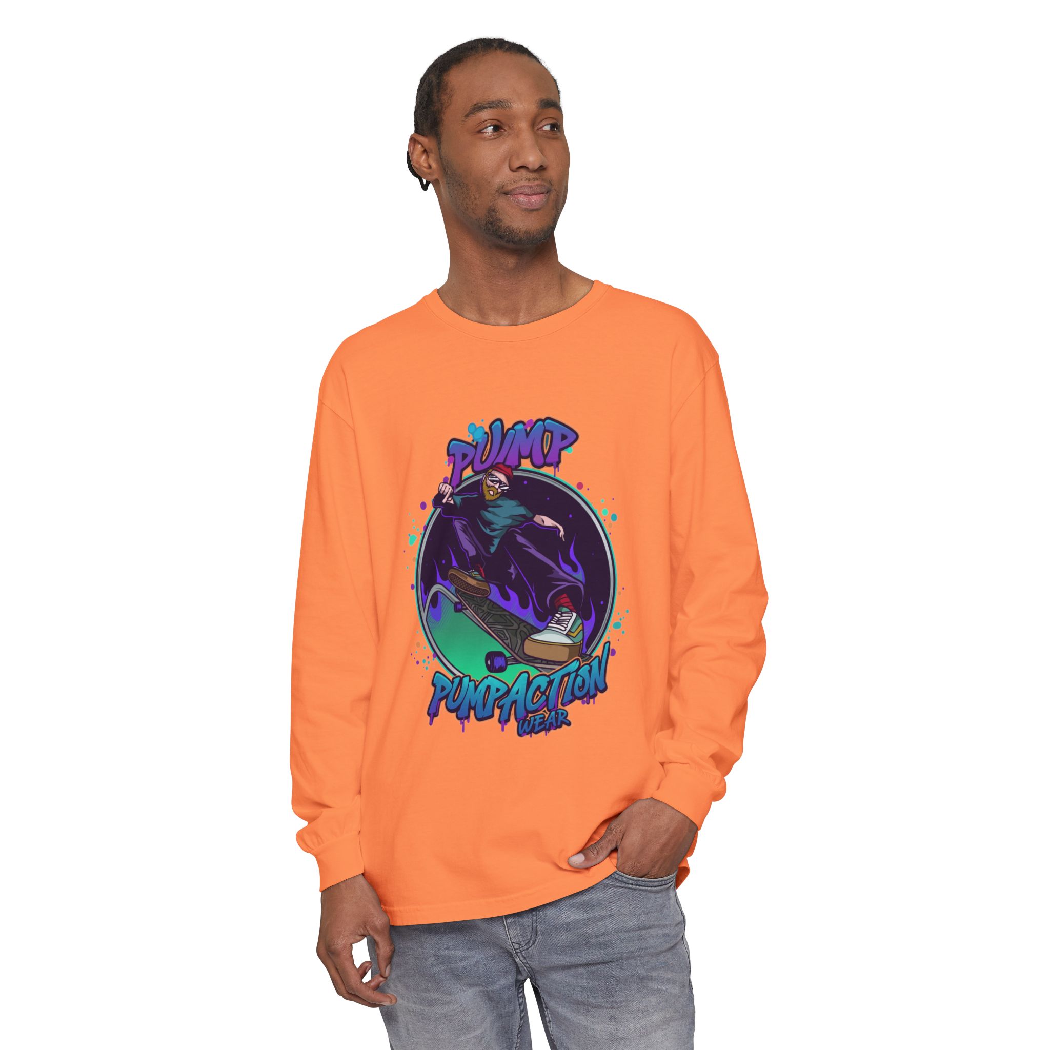 Pump Action Skateboard Long Sleeve Tee – Pump Action Graphic Shirt - Image 7