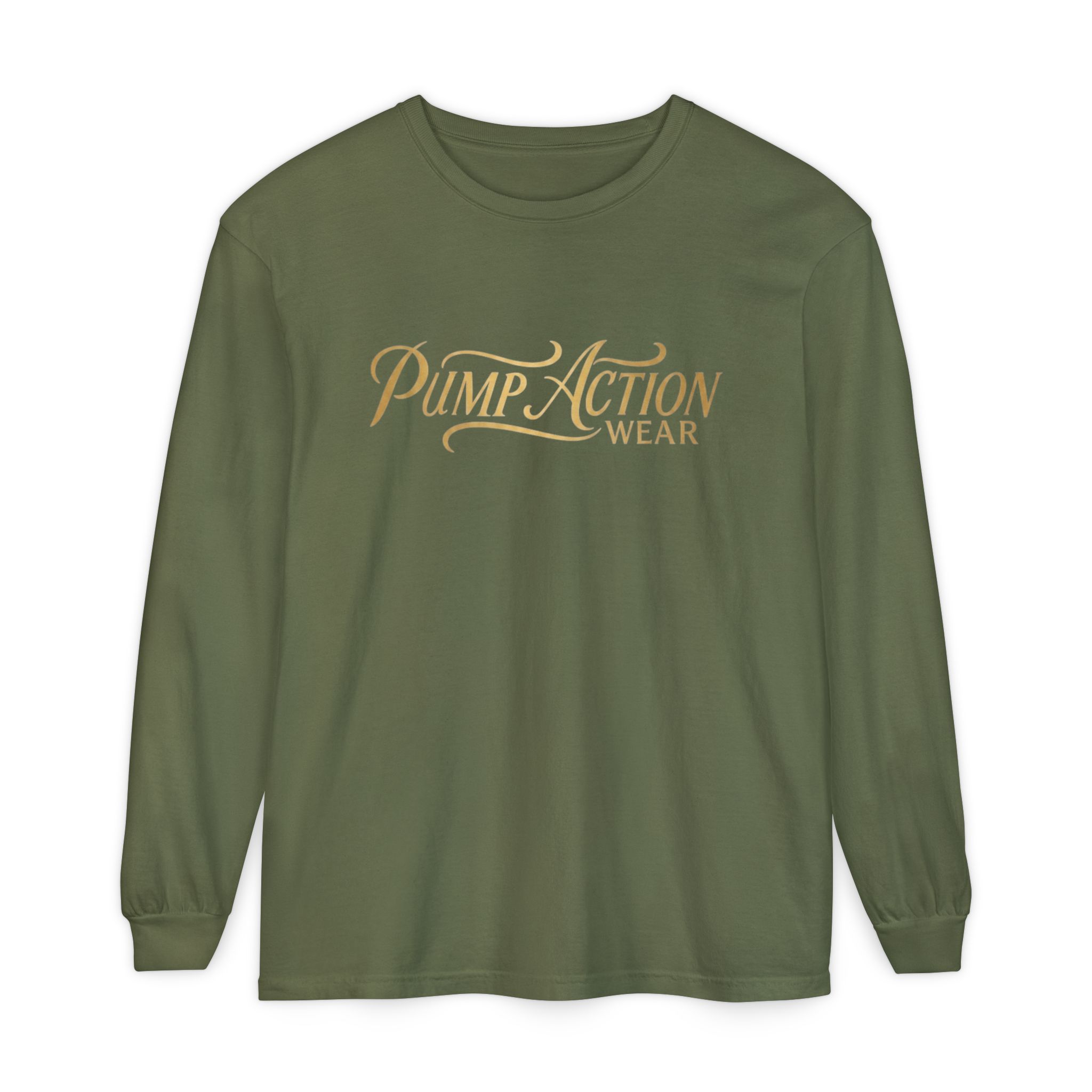 Pump Action Wear Long Sleeve Tee — Script Logo Graphic Shirt - Image 45