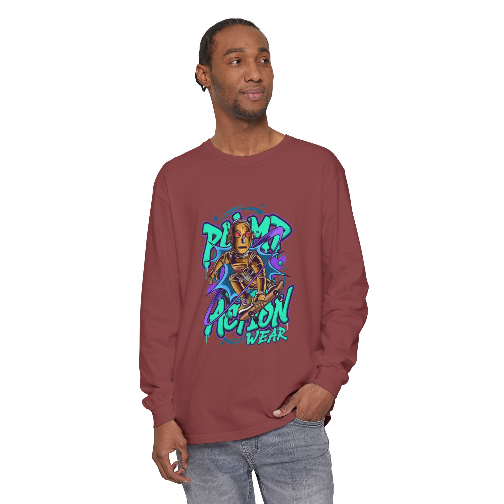Retro Robot Graffiti Long Sleeve Tee - Image 15