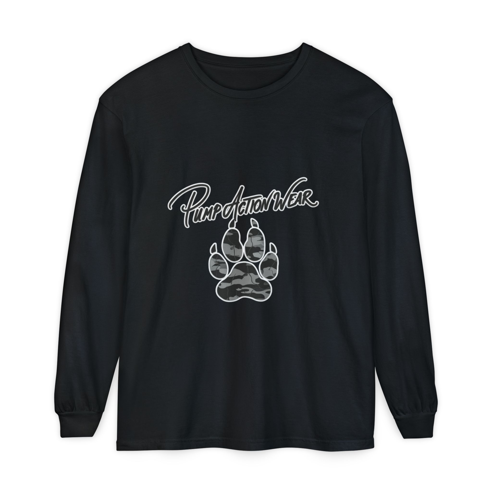 Long Sleeve T-Shirt — "Pump Action Wear" Paw Print Graphic - Image 61