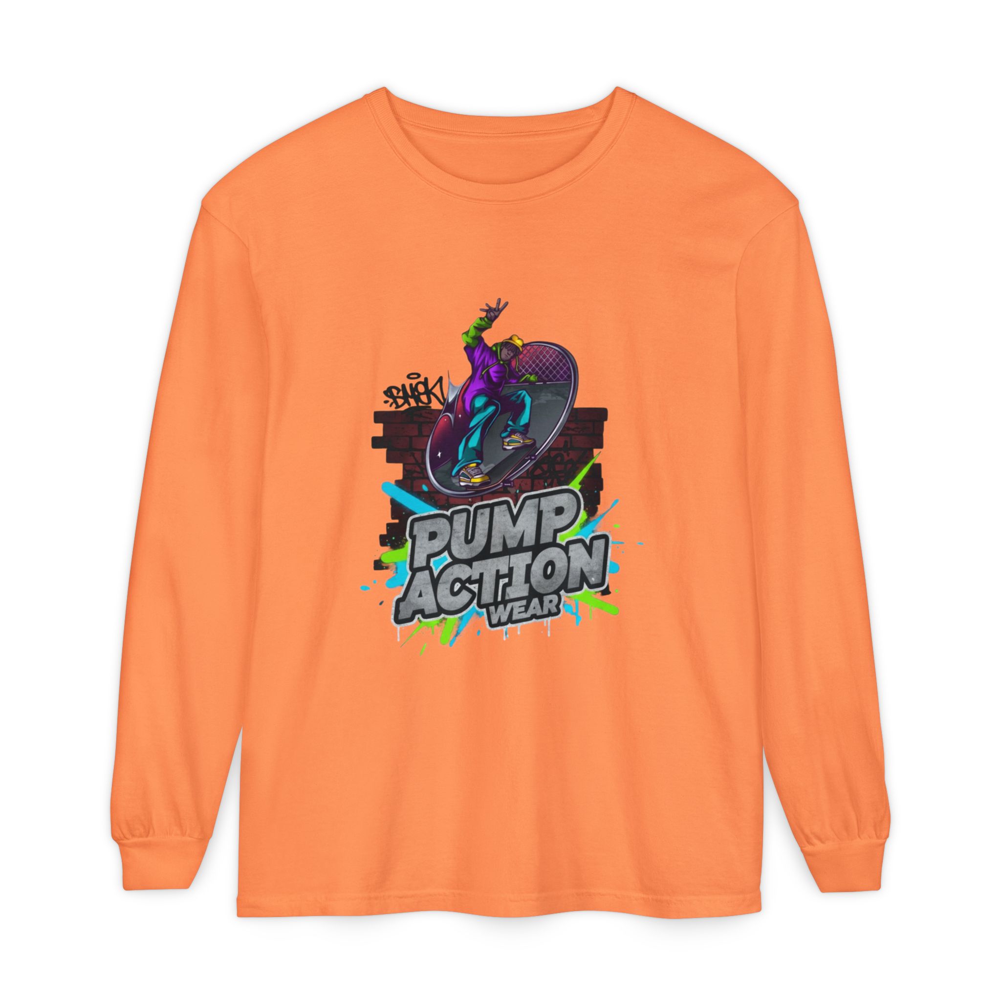 Pump Action Skateboard Long Sleeve Tee — Neon Skate Graphic - Image 5