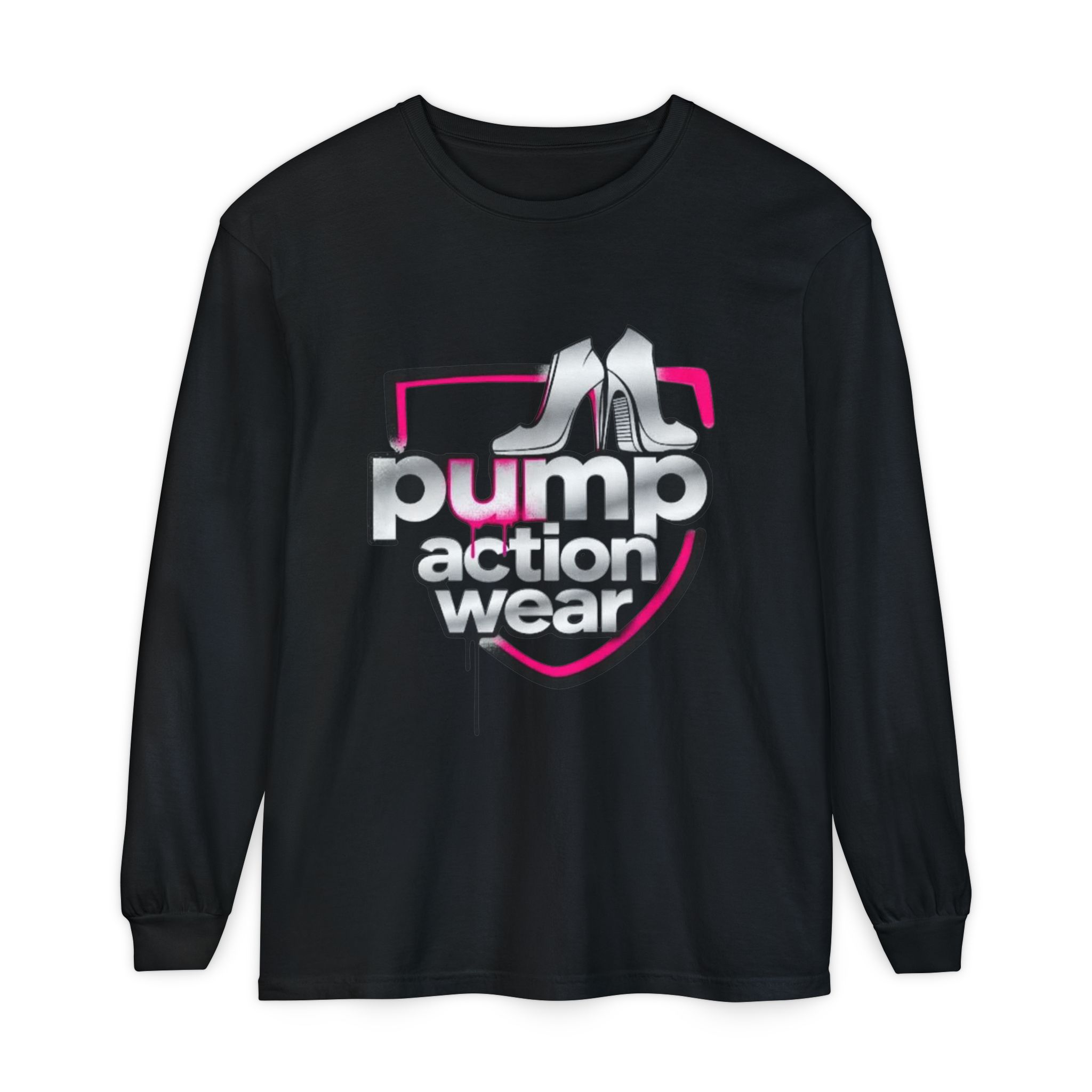 Pump Action Wear Long Sleeve Tee — Retro Chrome Logo Graphic Shirt - Image 61