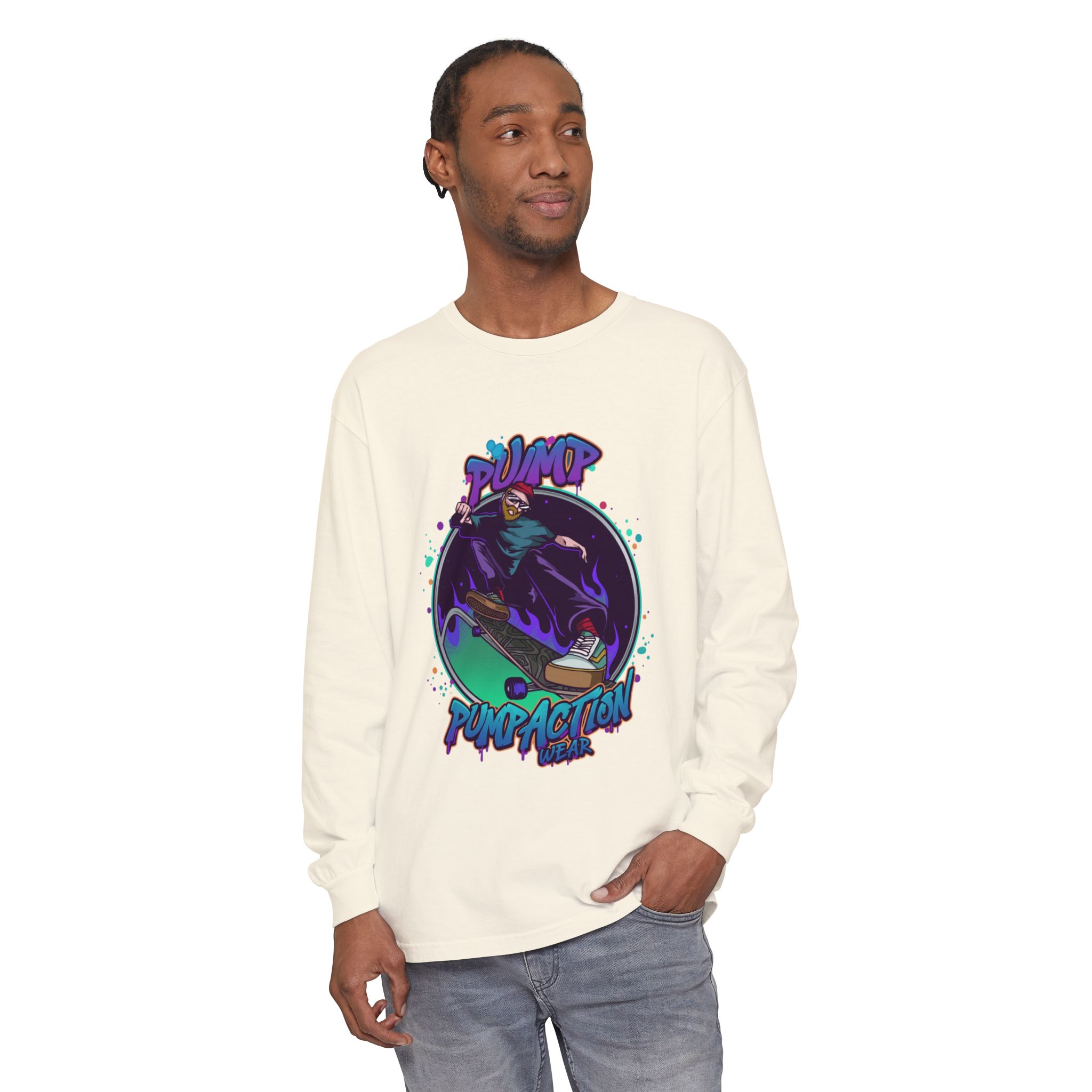 Pump Action Skateboard Long Sleeve Tee – Pump Action Graphic Shirt - Image 19