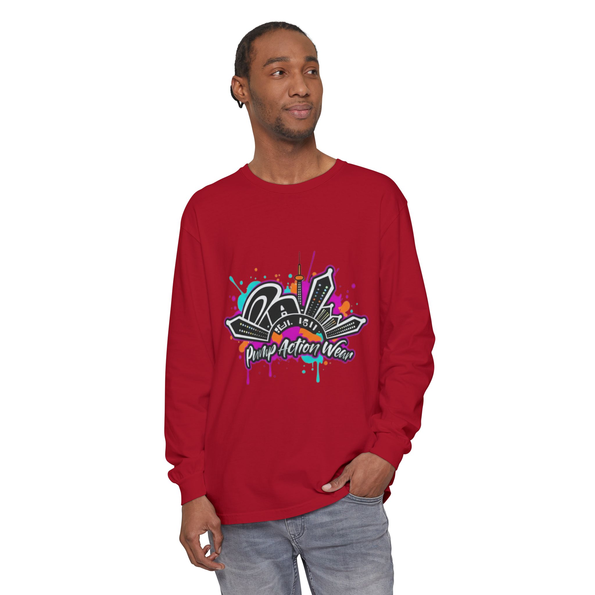 Graffiti Skyline Long Sleeve T-Shirt — "Pump Action Wear" Streetwear Tee - Image 67