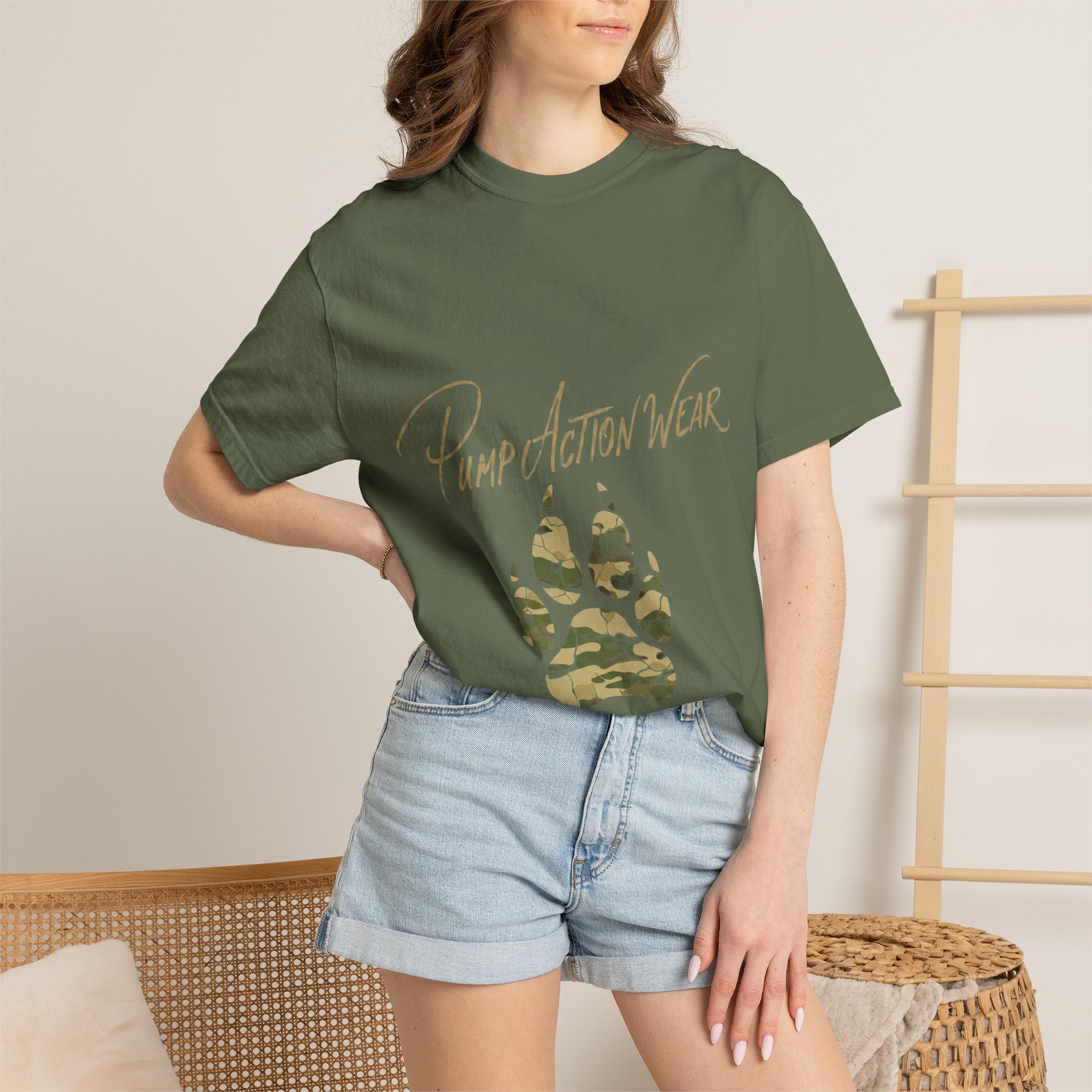 Paw Camo Tee — "Pump Action Wear" Graphic T-Shirt - Image 28