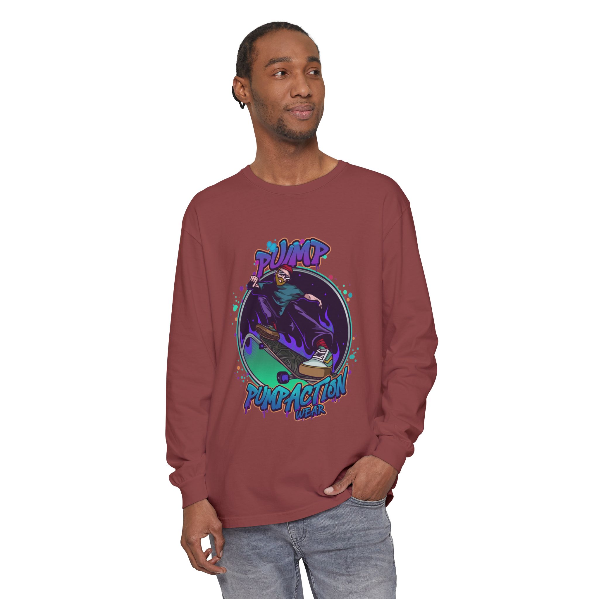 Pump Action Skateboard Long Sleeve Tee – Pump Action Graphic Shirt - Image 15