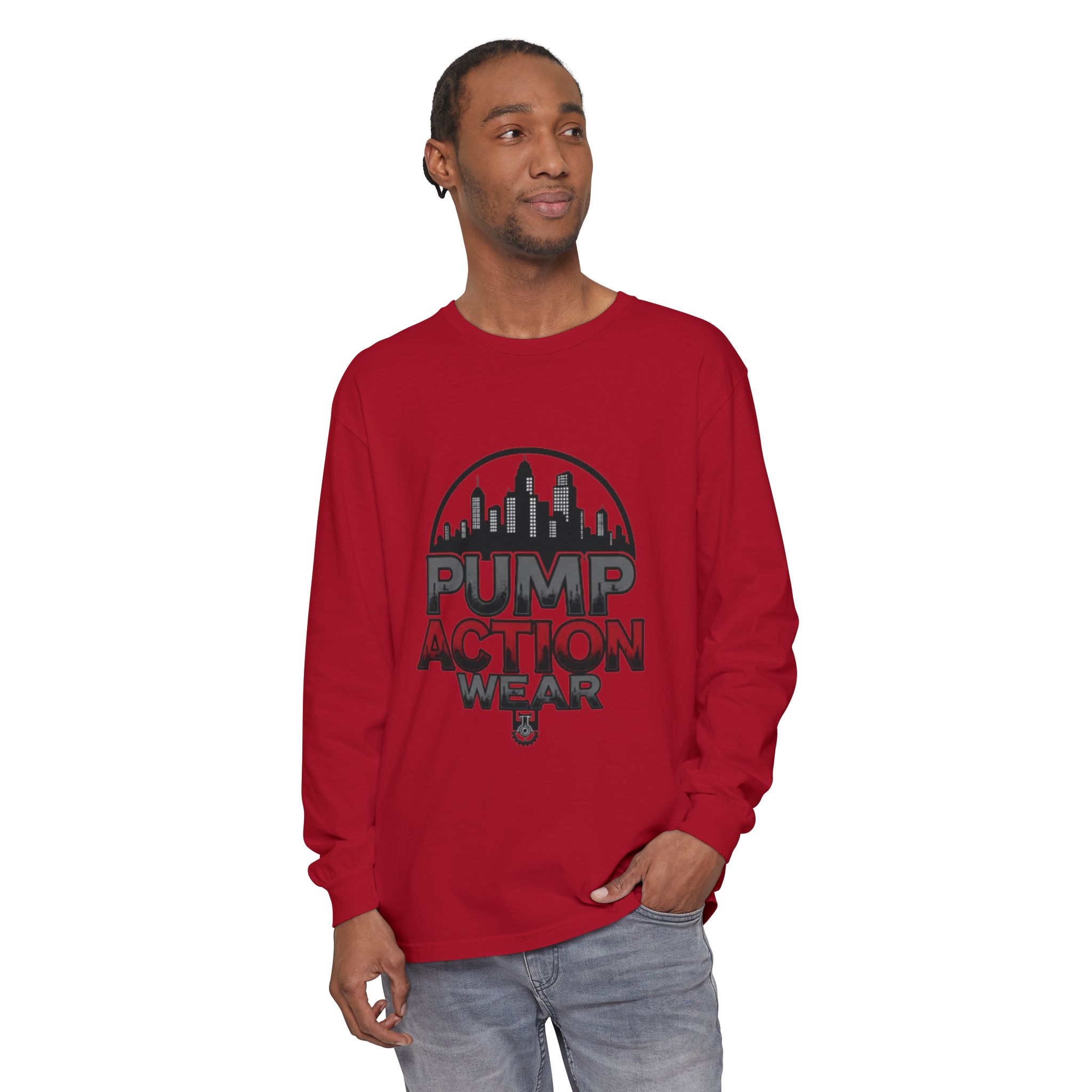 Pump Action Wear Long Sleeve Tee – Urban Skyline Graphic - Image 67