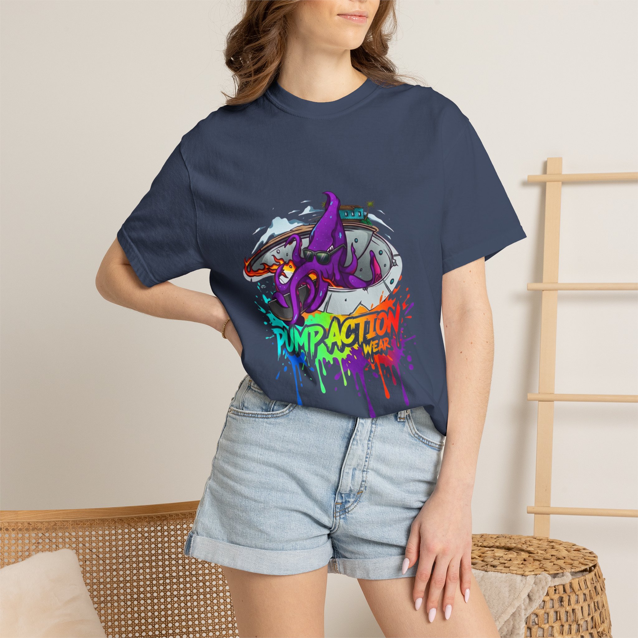 Octopus Graffiti T-Shirt — "Punk Action" Colorful Street Art Tee - Image 40