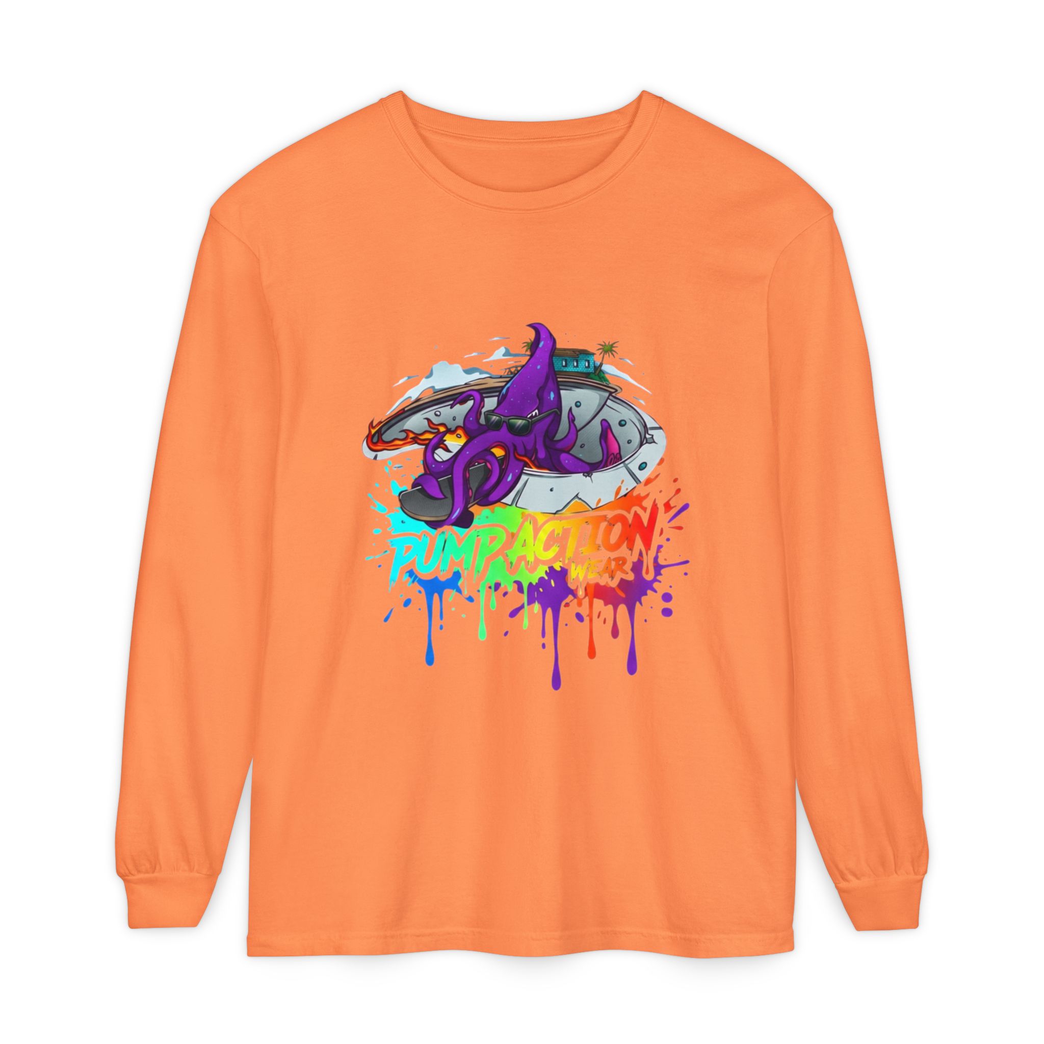 Long Sleeve T‑Shirt — 'Pump Action' Colorful Octopus Skate Graphic - Image 5