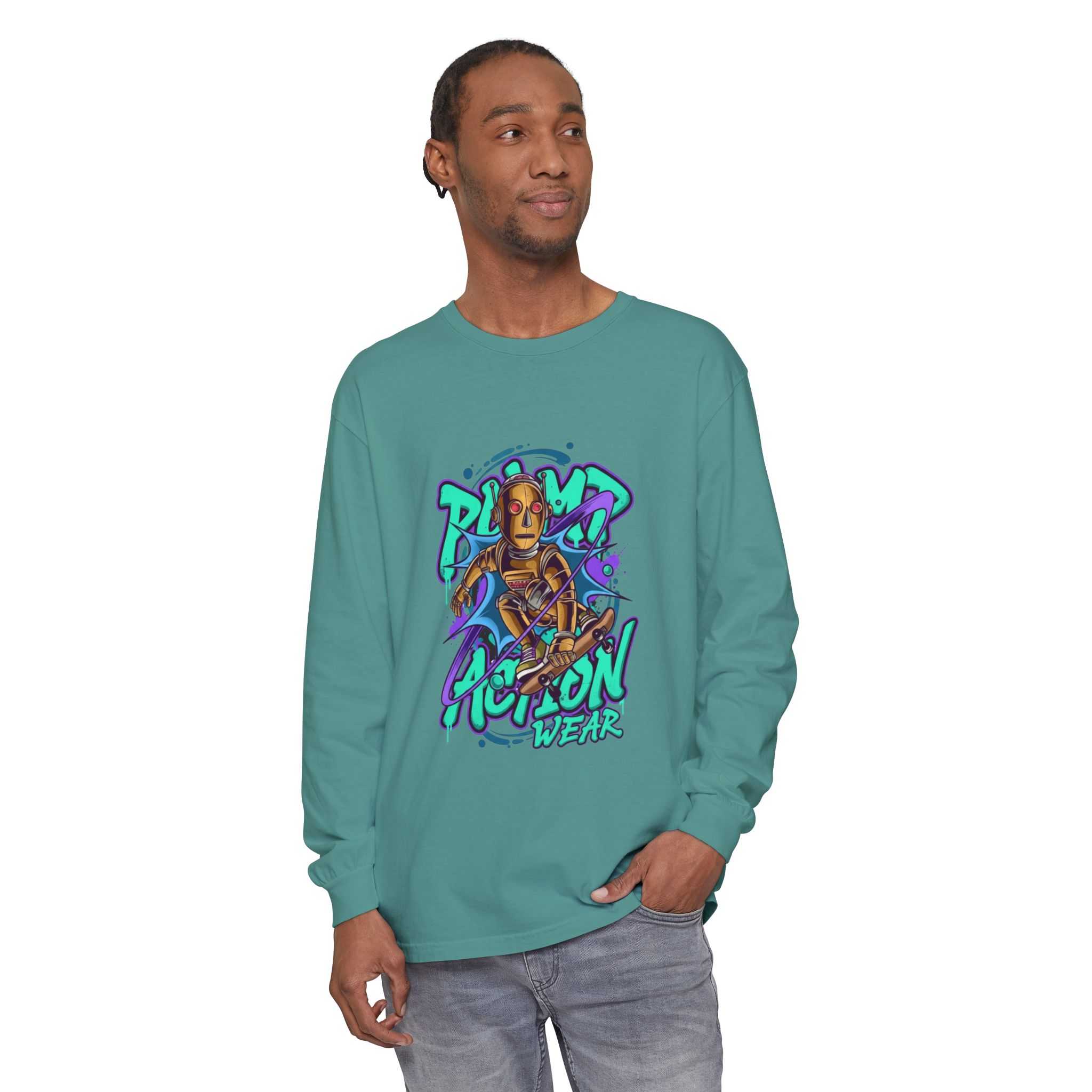 Retro Robot Graffiti Long Sleeve Tee - Image 51
