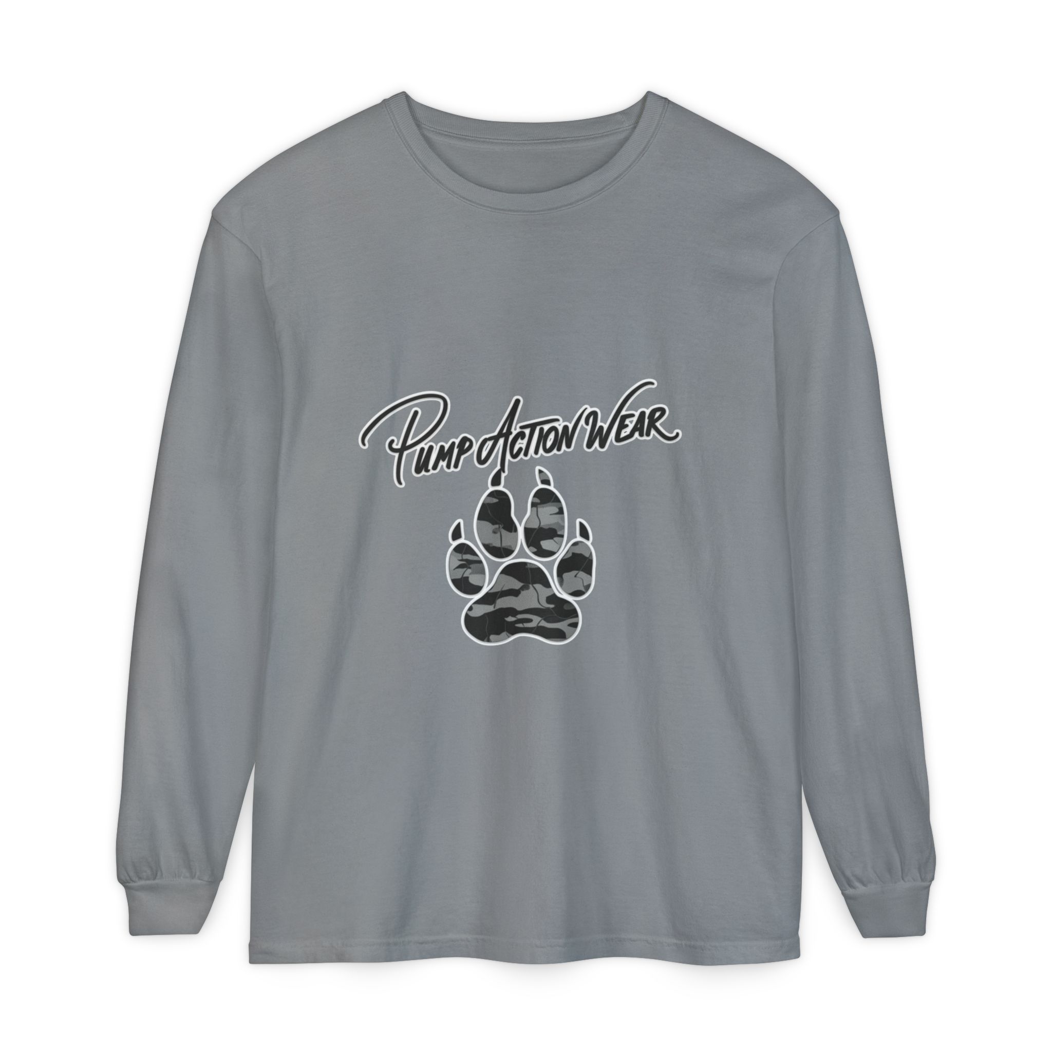Long Sleeve T-Shirt — "Pump Action Wear" Paw Print Graphic - Image 41