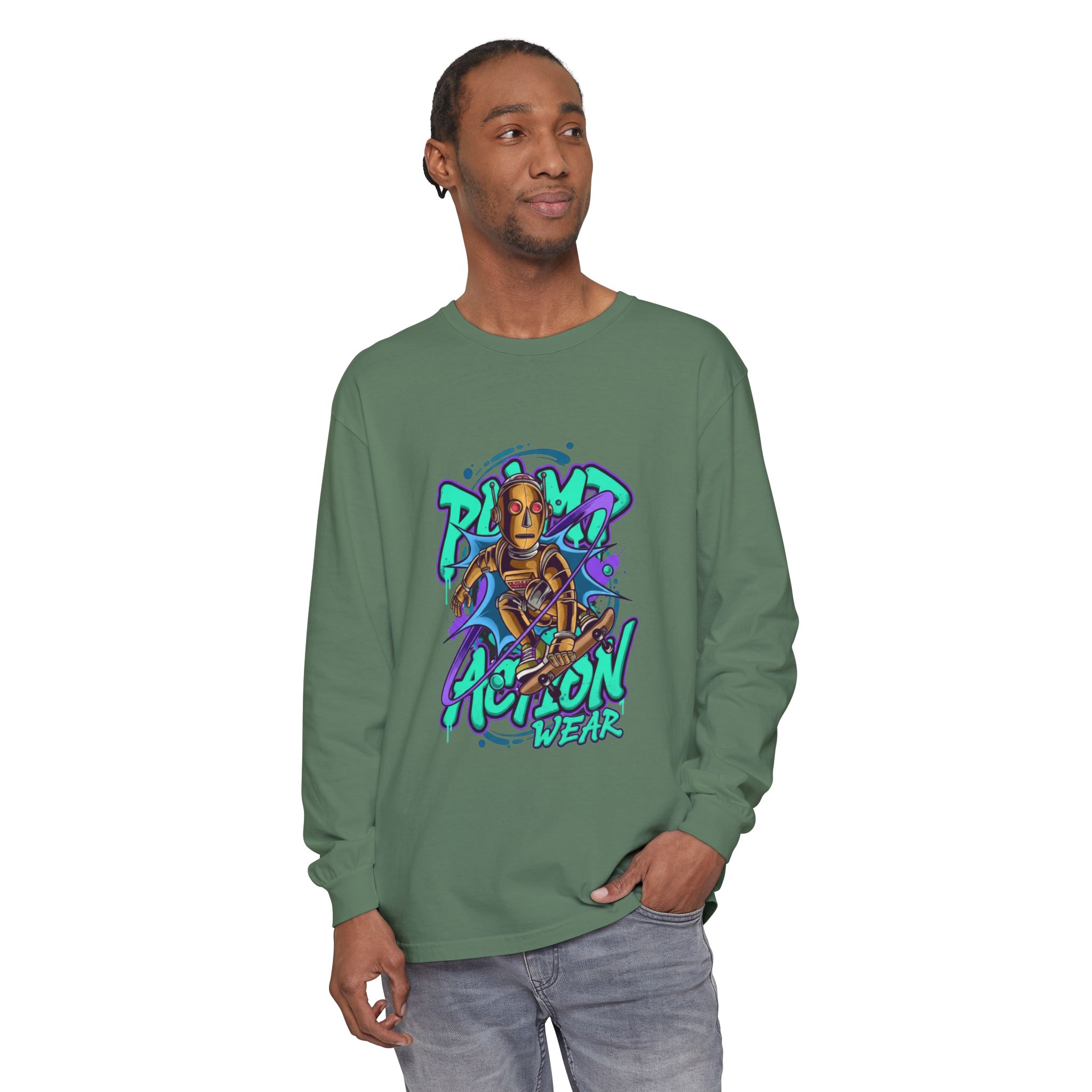 Retro Robot Graffiti Long Sleeve Tee - Image 47