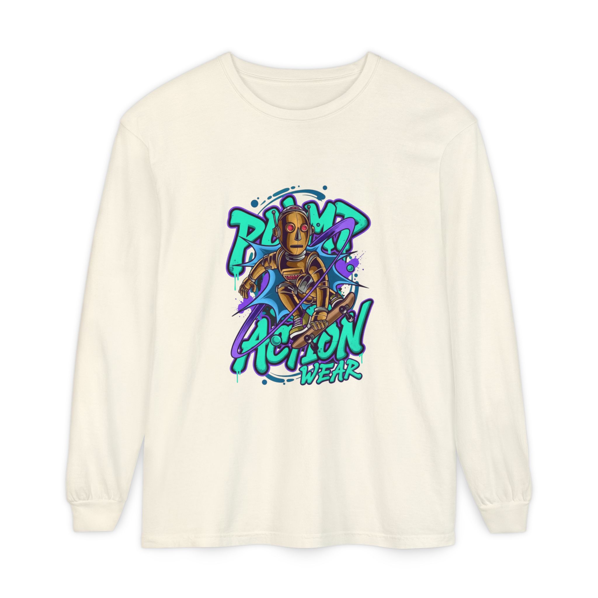 Retro Robot Graffiti Long Sleeve Tee - Image 17