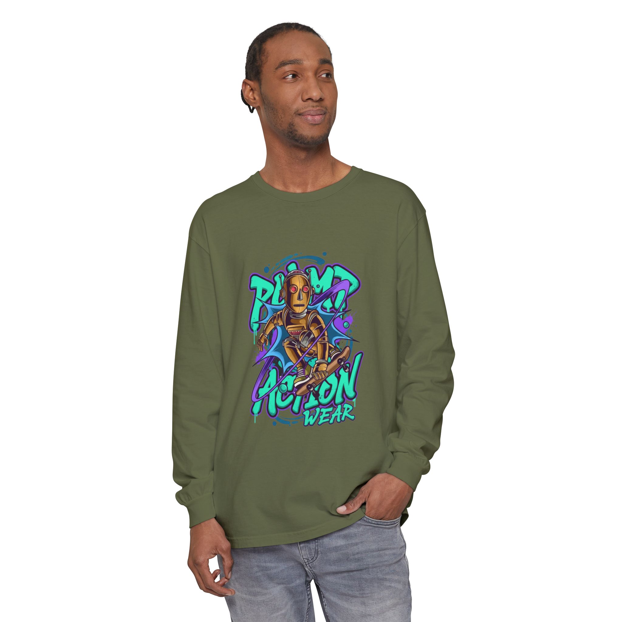 Retro Robot Graffiti Long Sleeve Tee - Image 39