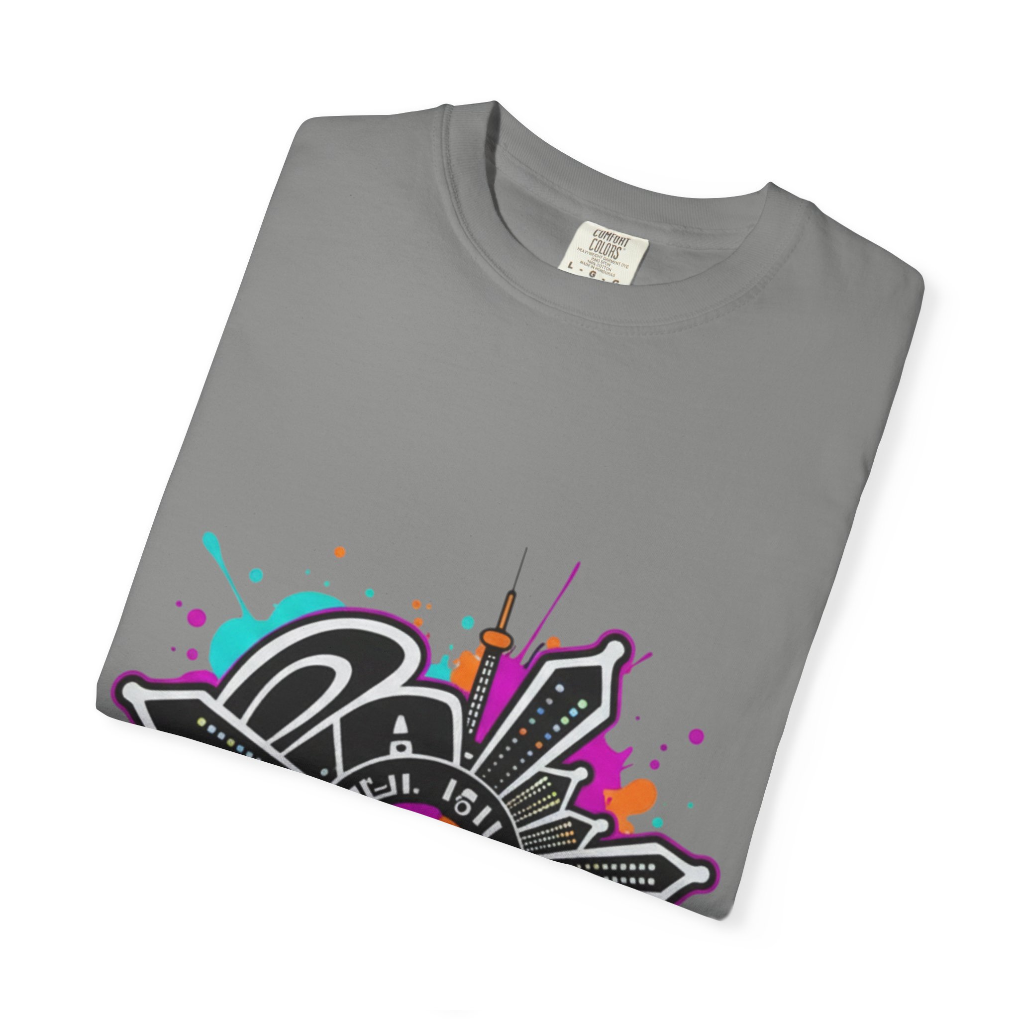 Graffiti Cityscape T-Shirt — Punk Action Wear Graphic Tee - Image 35