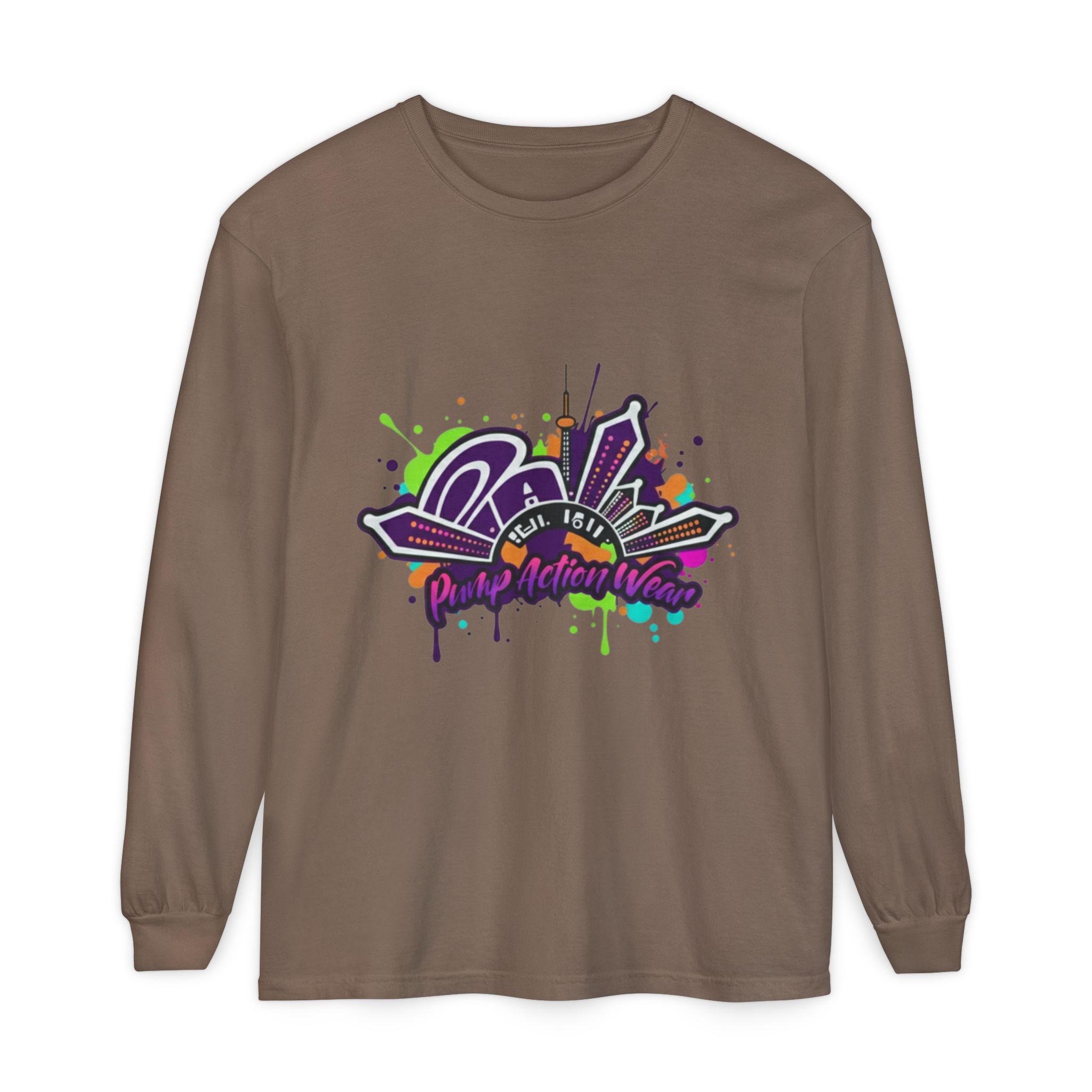 Long Sleeve T-Shirt — Colorful Urban Graffiti Skyline "One Day At A Time" - Image 25
