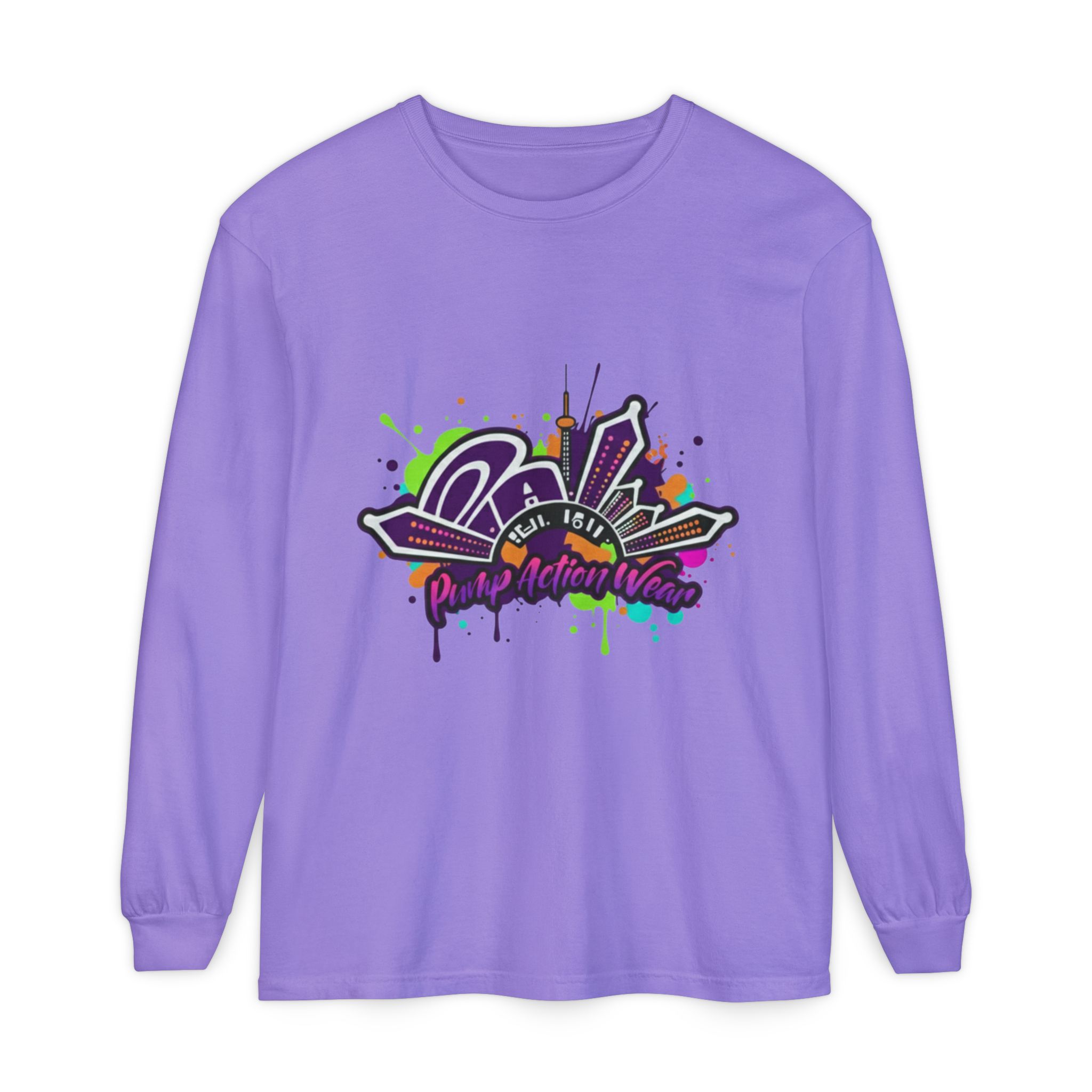 Long Sleeve T-Shirt — Colorful Urban Graffiti Skyline "One Day At A Time" - Image 61