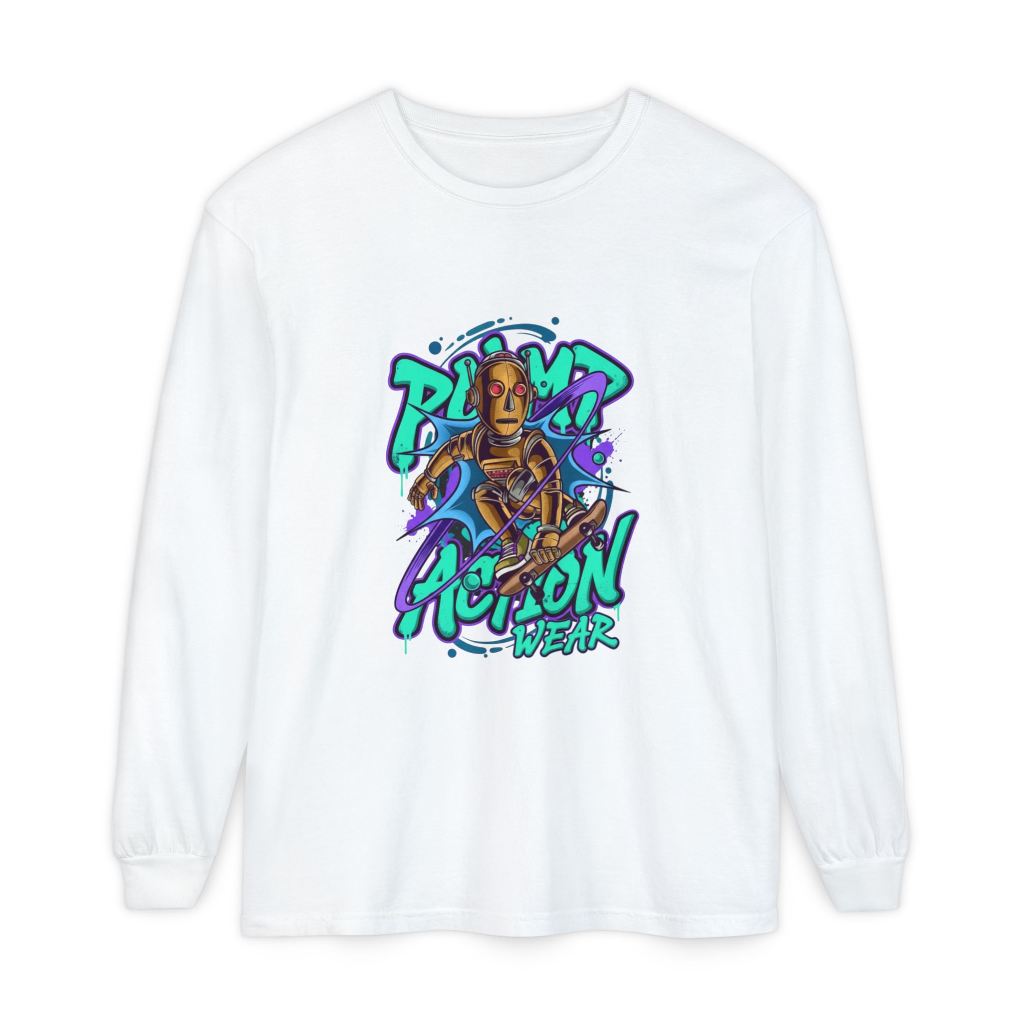 Retro Robot Graffiti Long Sleeve Tee