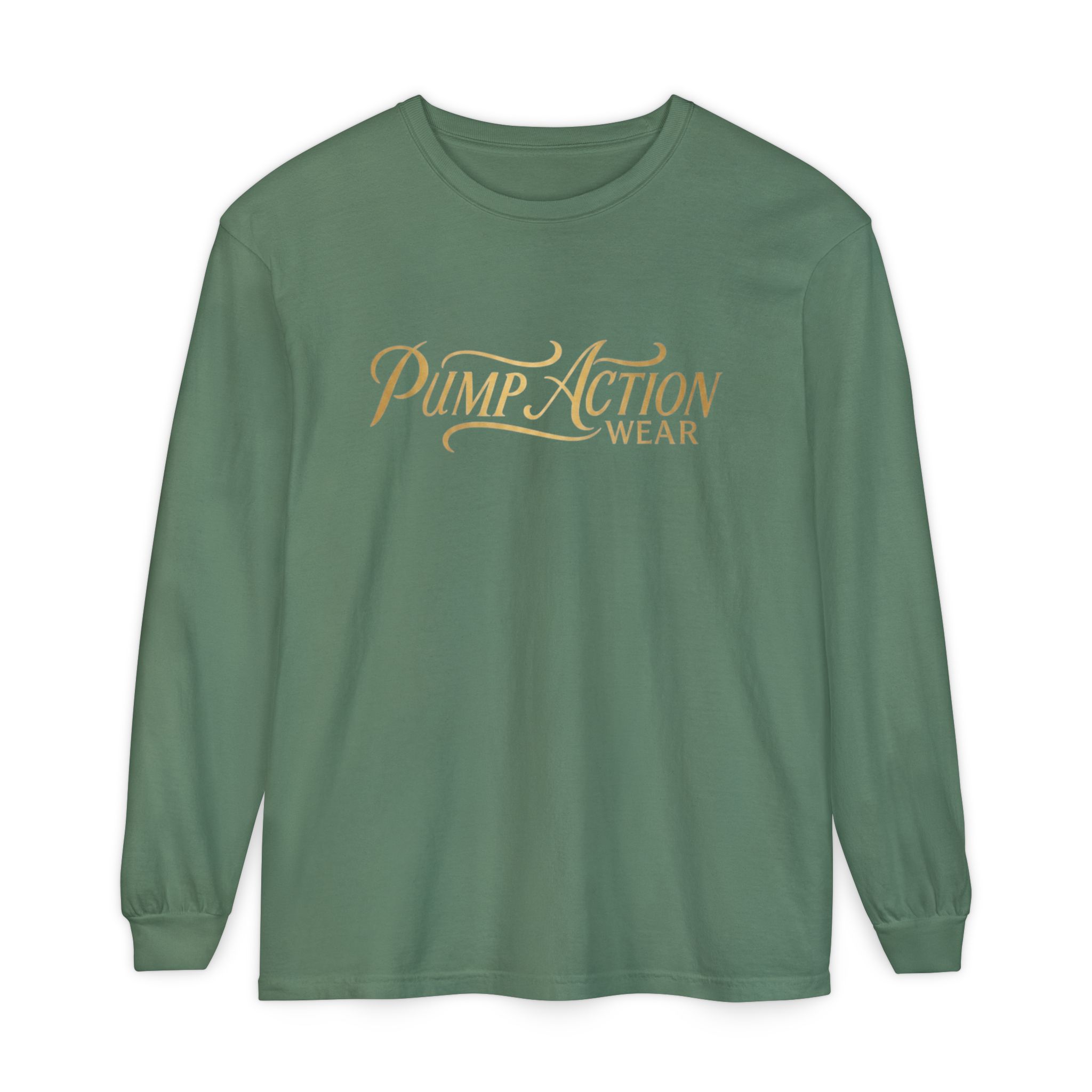 Pump Action Wear Long Sleeve Tee — Script Logo Graphic Shirt - Image 49