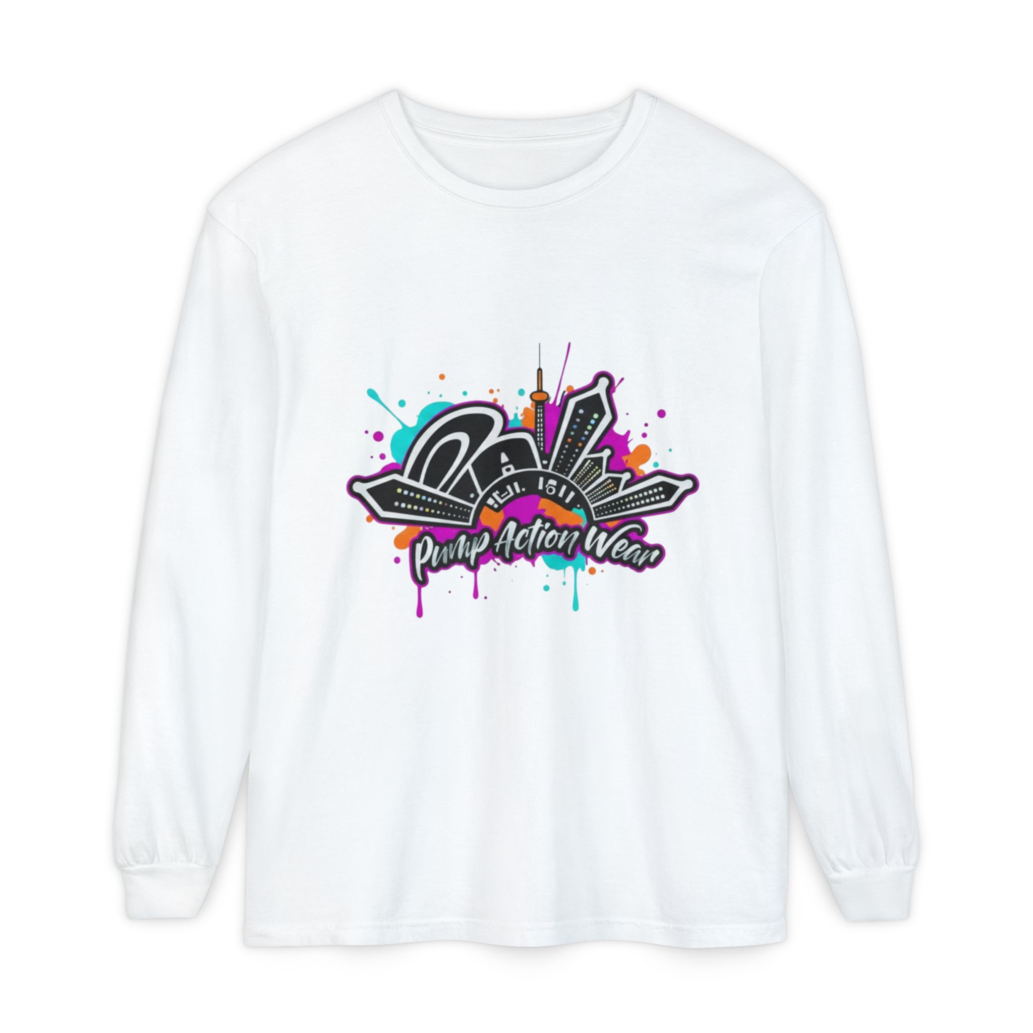 Graffiti Skyline Long Sleeve T-Shirt — "Pump Action Wear" Streetwear Tee