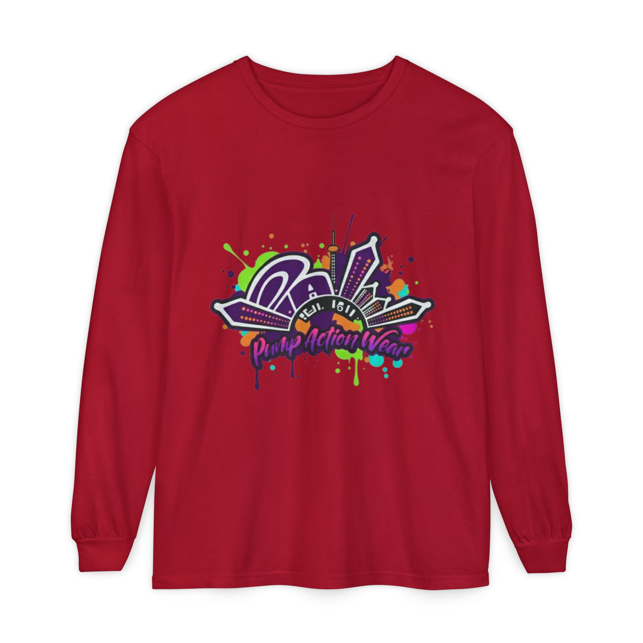 Long Sleeve T-Shirt — Colorful Urban Graffiti Skyline "One Day At A Time" - Image 65