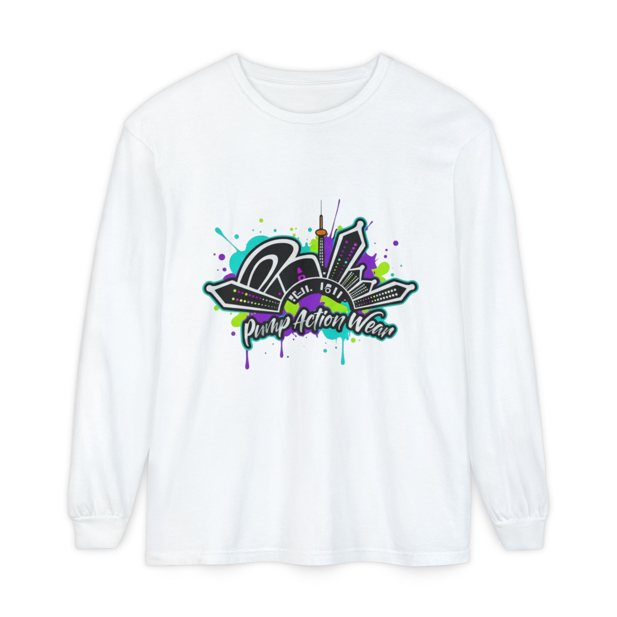 Graphic Long Sleeve T-Shirt — 'Pump Action Wear' Urban Graffiti City Design