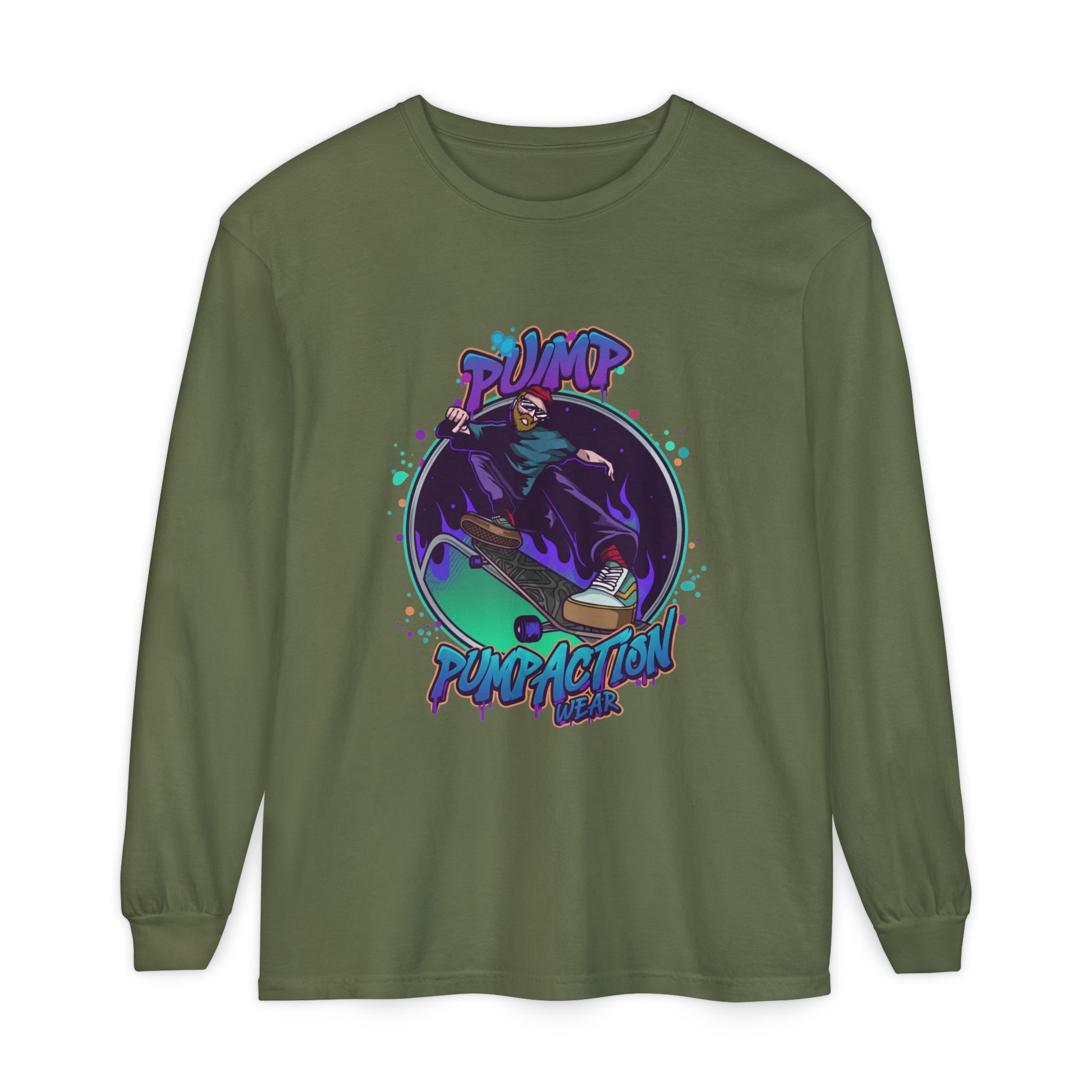 Pump Action Skateboard Long Sleeve Tee – Pump Action Graphic Shirt - Image 37