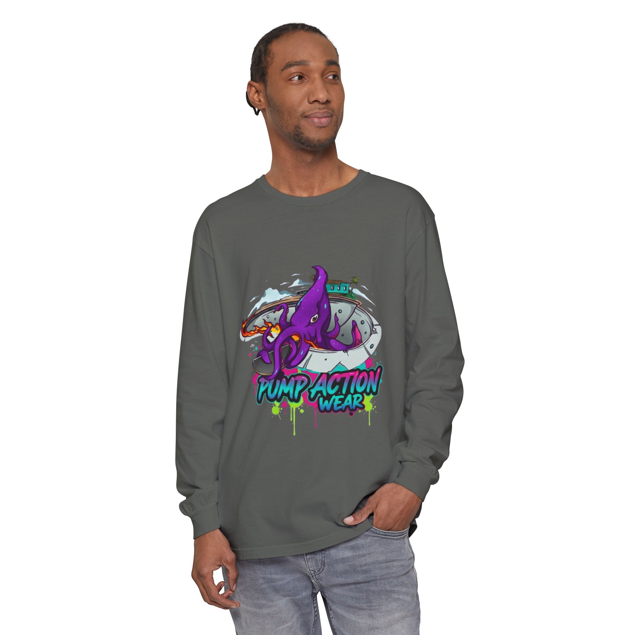 Octopus Skate Graphic Long Sleeve Tee - Image 35