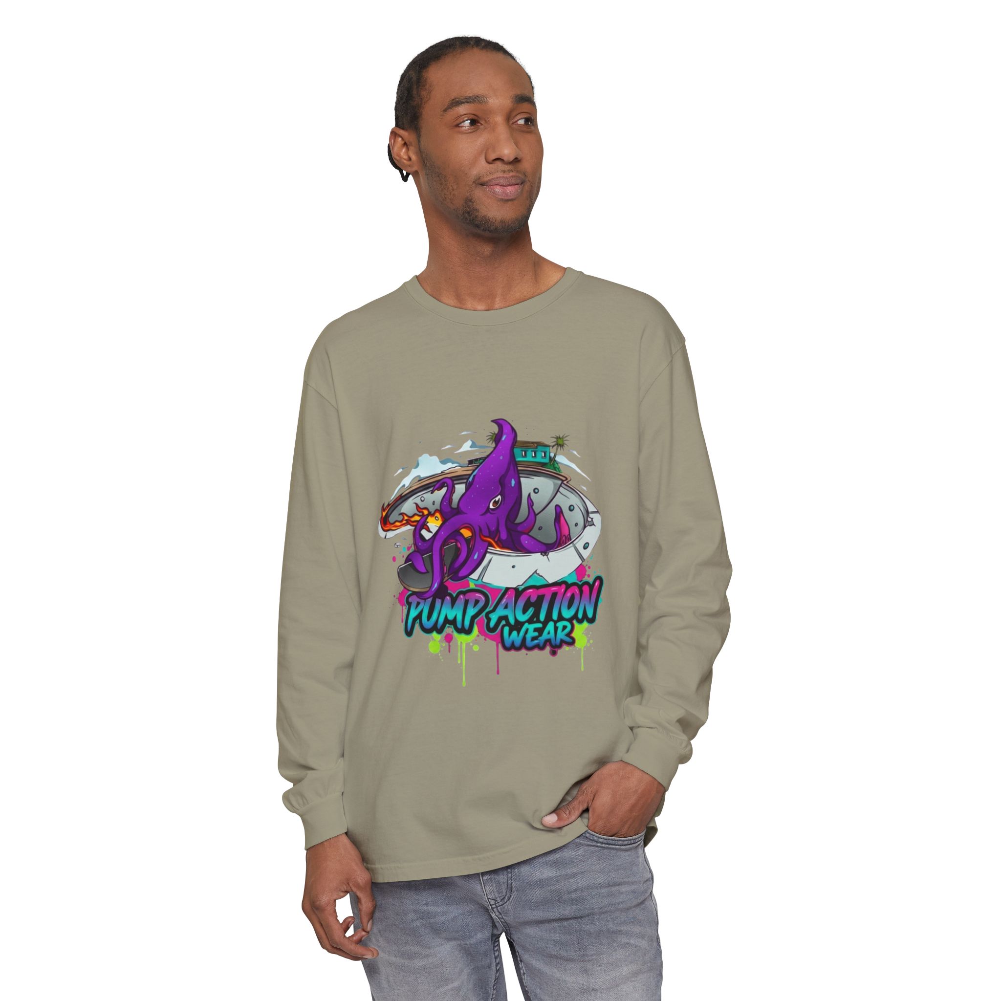 Octopus Skate Graphic Long Sleeve Tee - Image 31