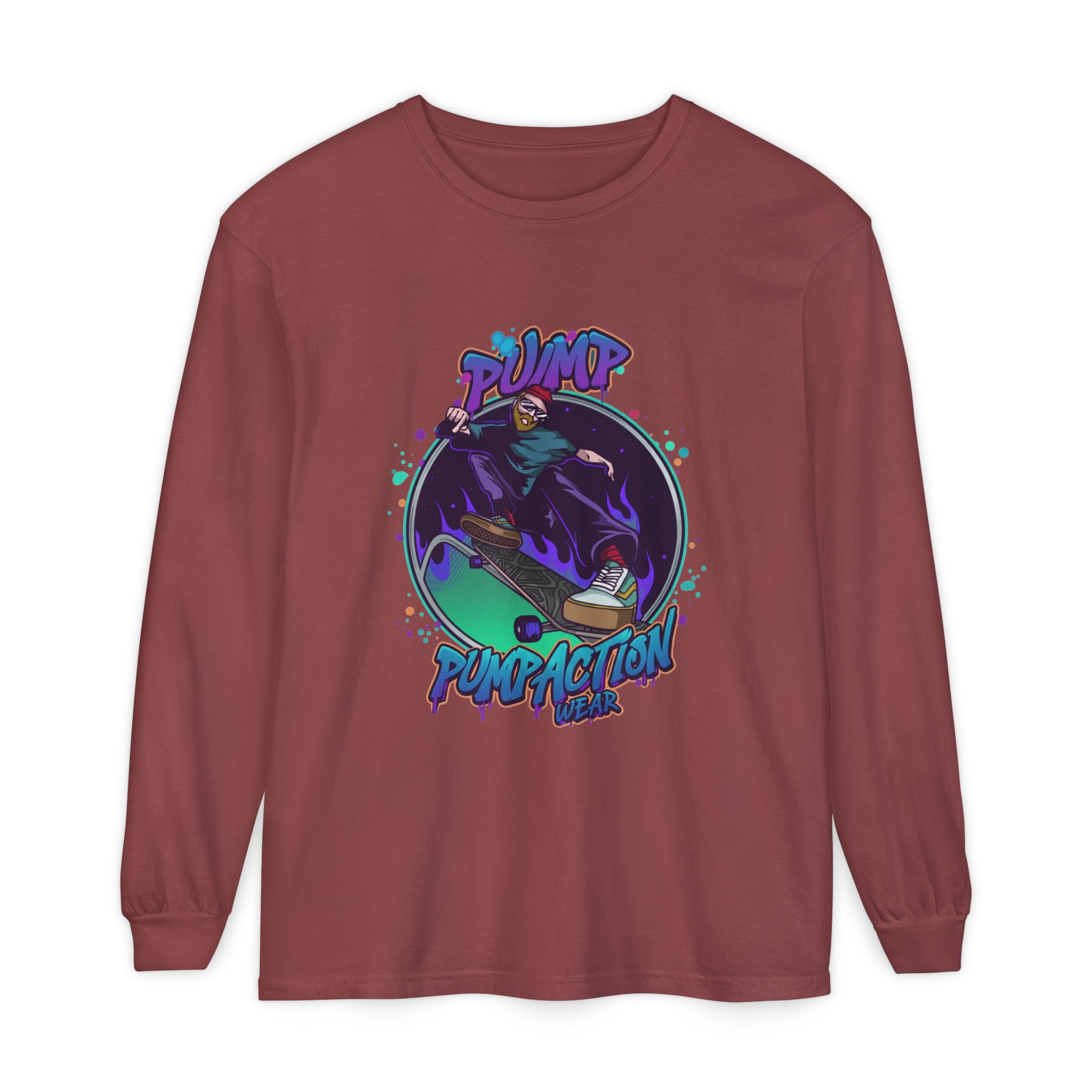 Pump Action Skateboard Long Sleeve Tee – Pump Action Graphic Shirt - Image 13