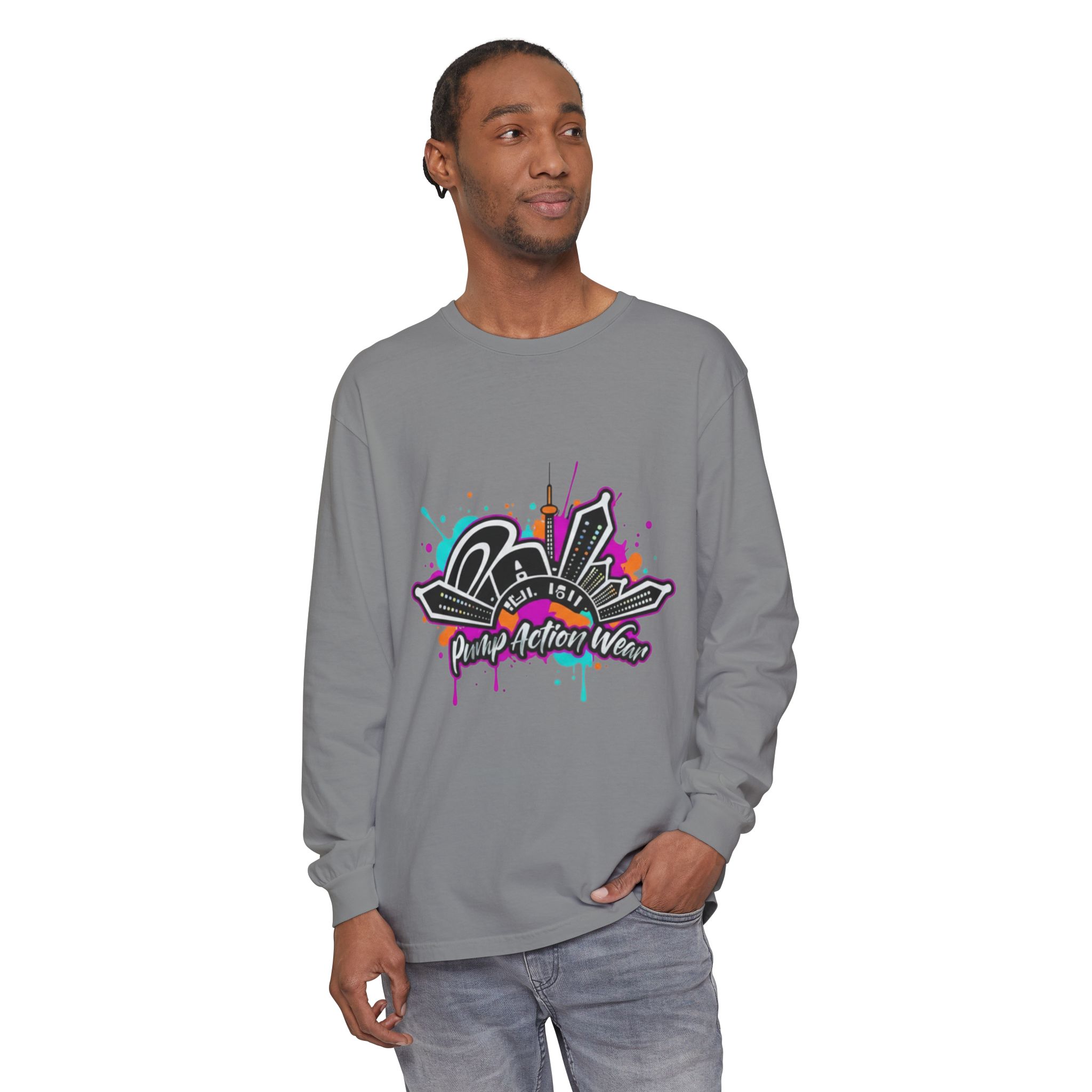 Graffiti Skyline Long Sleeve T-Shirt — "Pump Action Wear" Streetwear Tee - Image 43